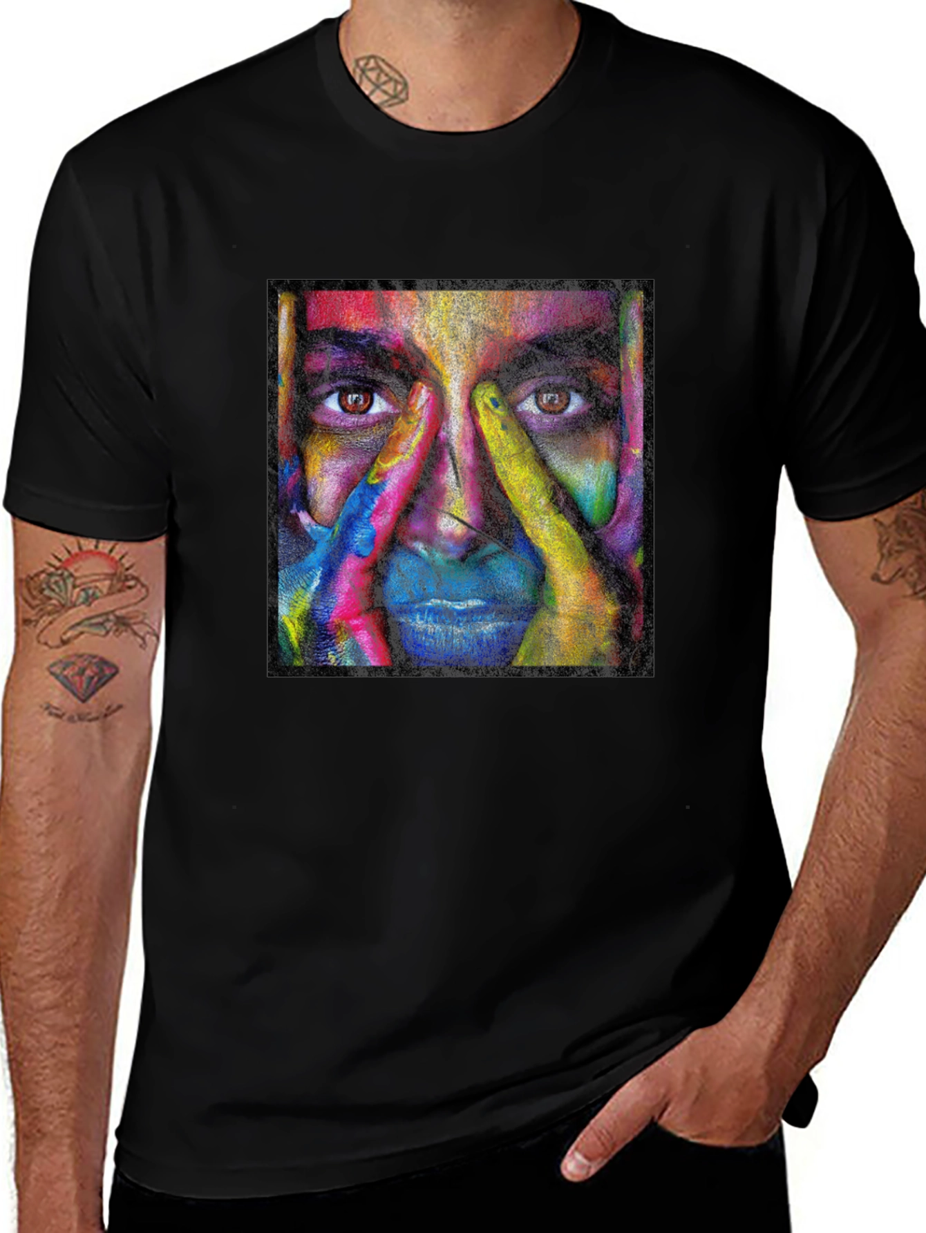 Variant 10 of Abstract Face Graphic Black T-Shirt