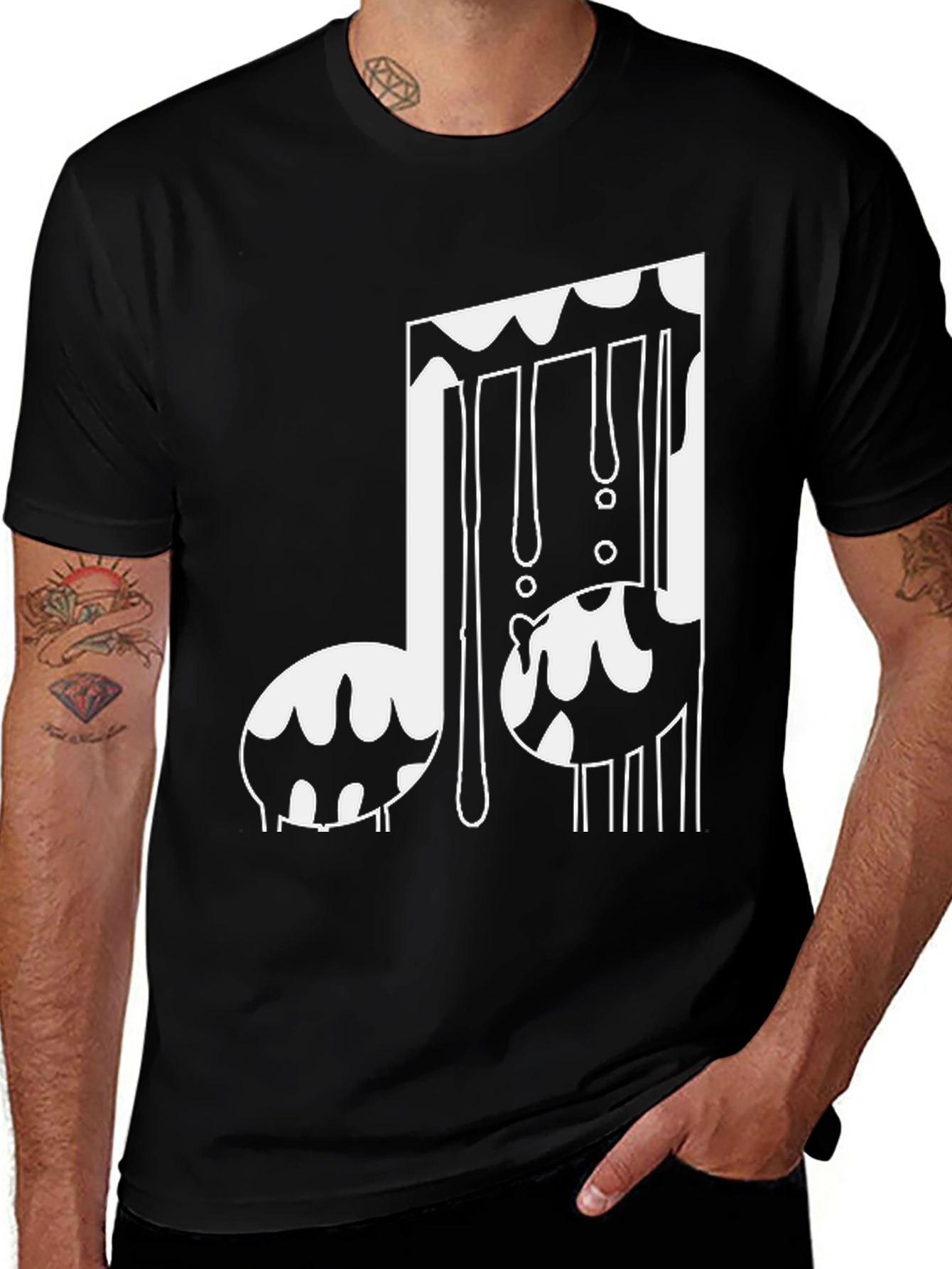 Melting Music Note Black Tee