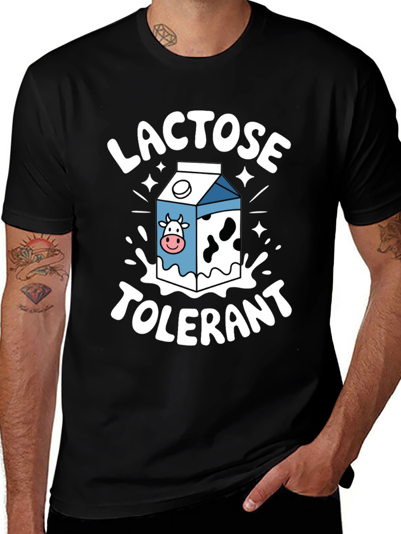 Variant 22 of Lactose Tolerant Graphic T-Shirt - Black