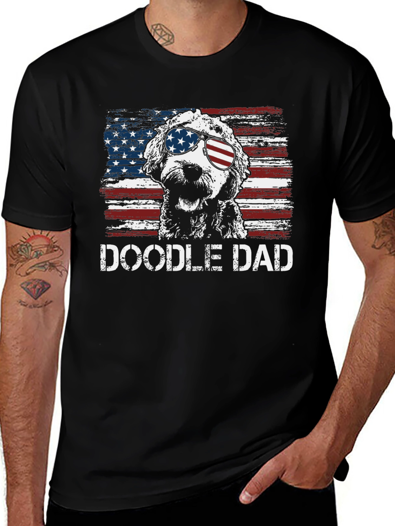 Variant 13 of Doodle Dad American Flag Graphic T-Shirt
