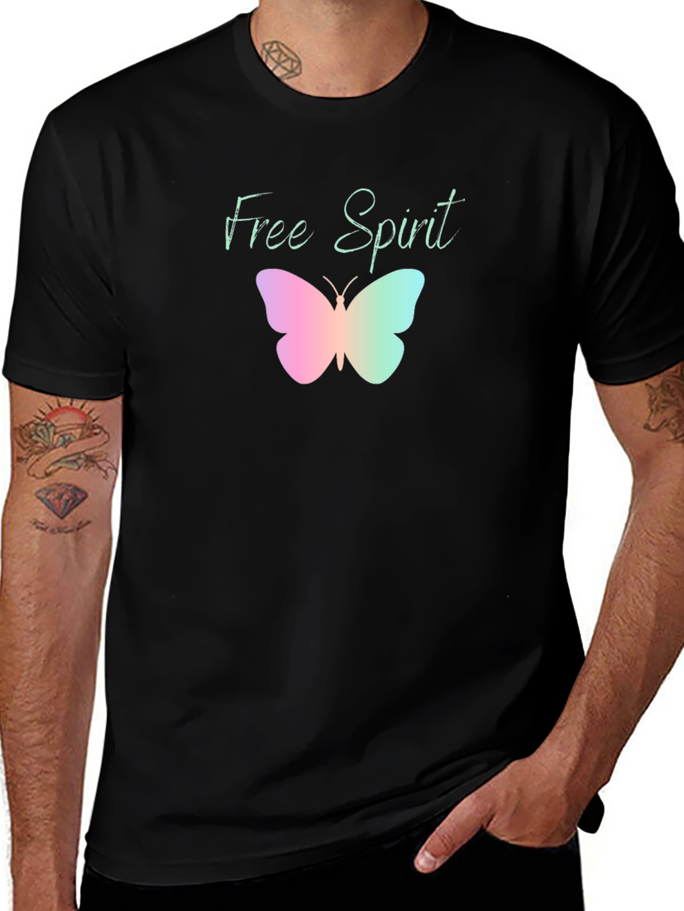 Variant 10 of Free Spirit Butterfly Graphic Black Tee