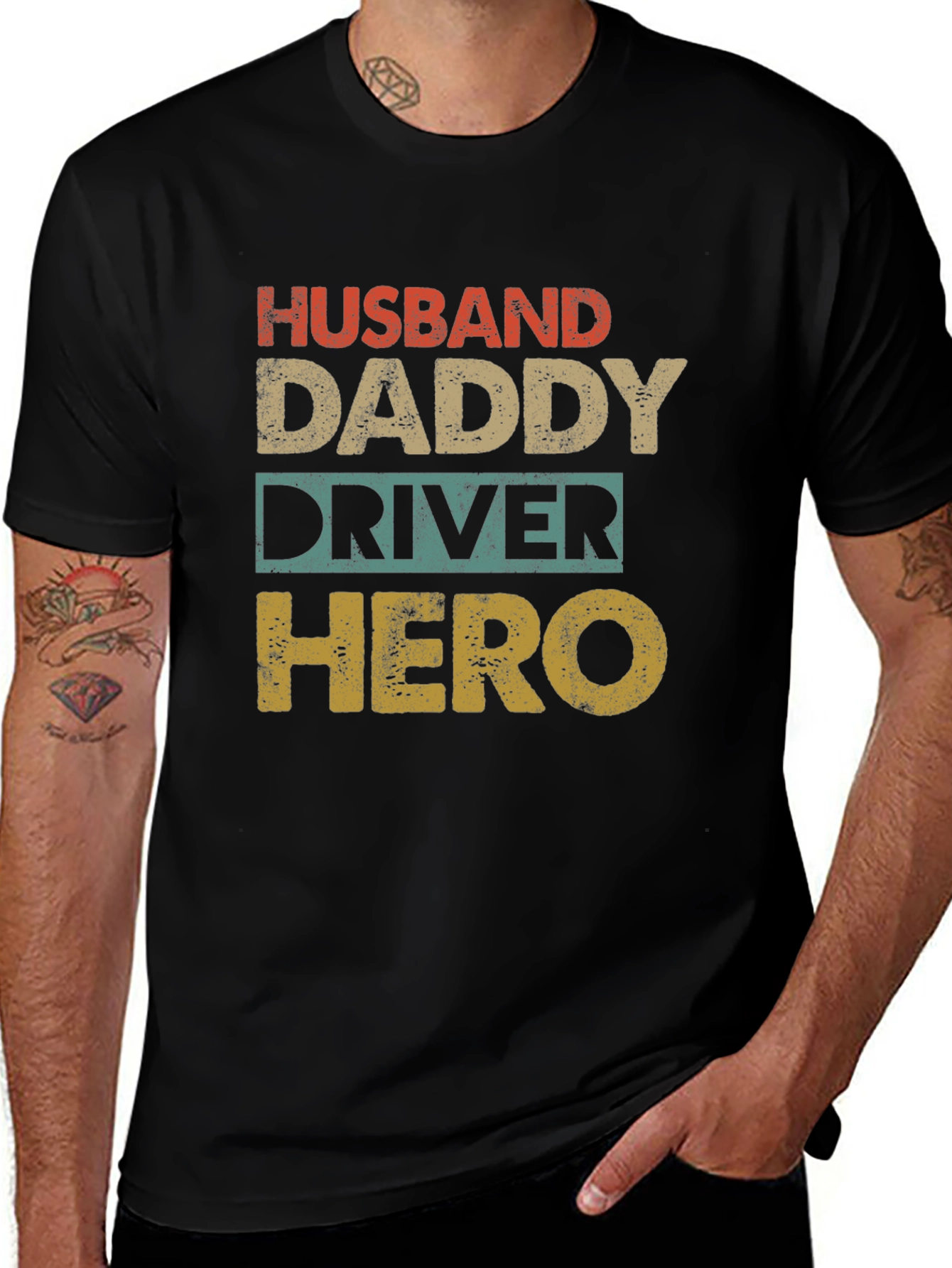 Variant 22 of Husband Daddy Driver Hero Graphic Tee