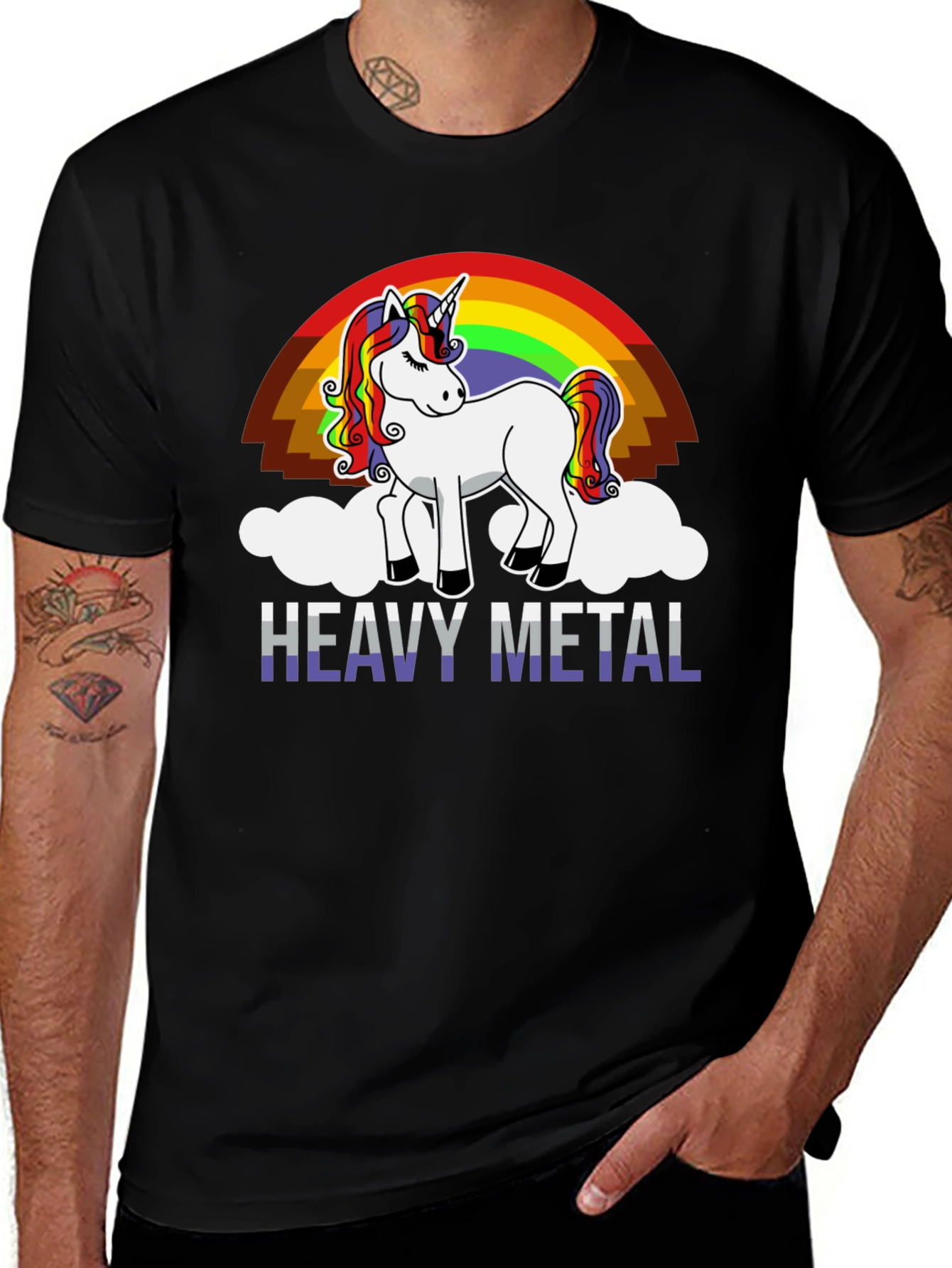 Variant 22 of Unicorn Rainbow Heavy Metal Graphic T-Shirt