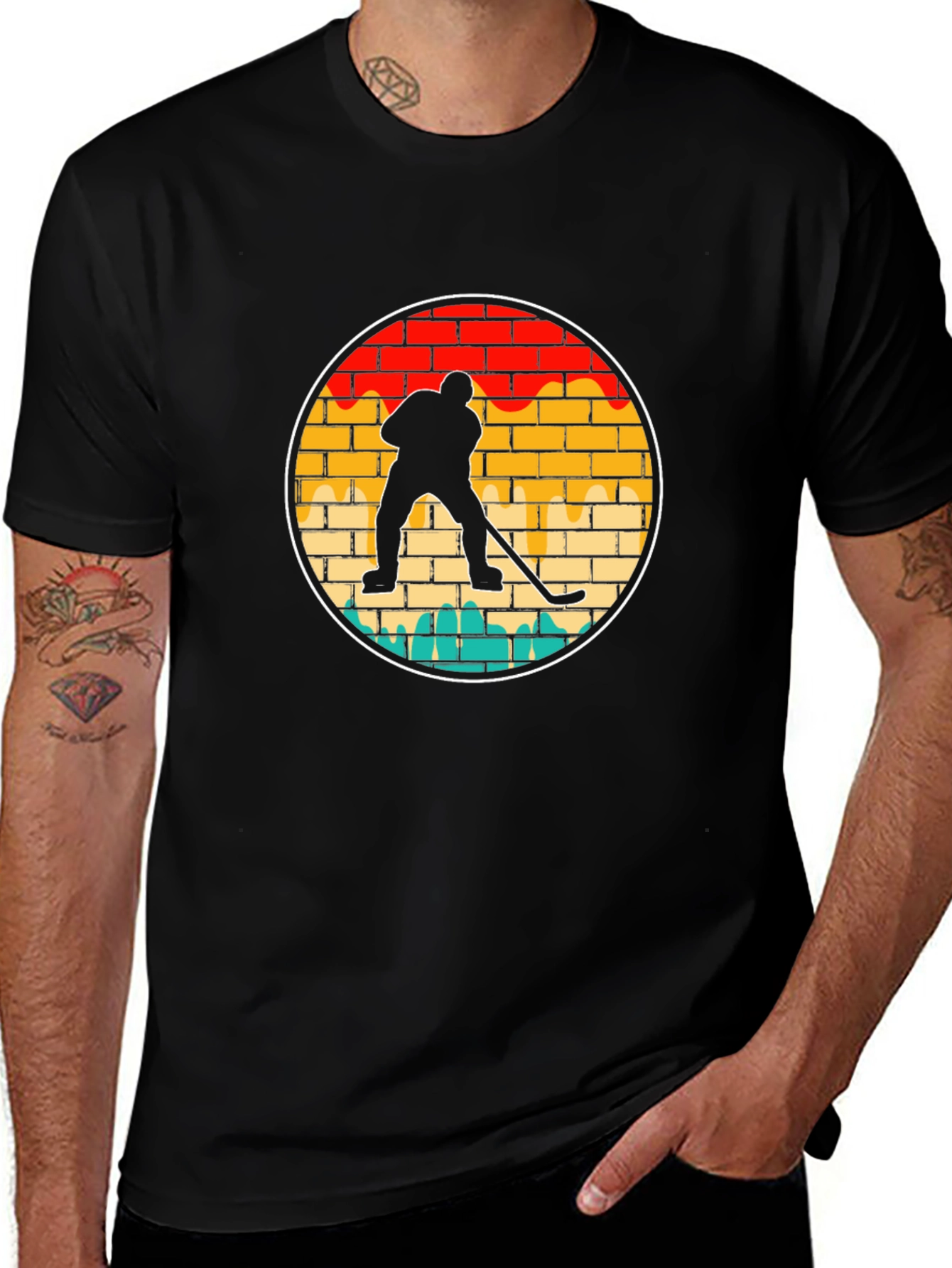 Variant 8 of Retro Hockey Player Graphic T-Shirt