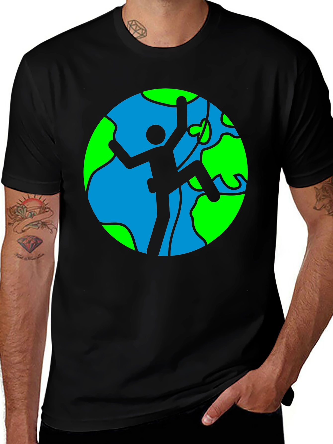 Variant 19 of Climber Earth Graphic Tee - Black Cotton T-Shirt