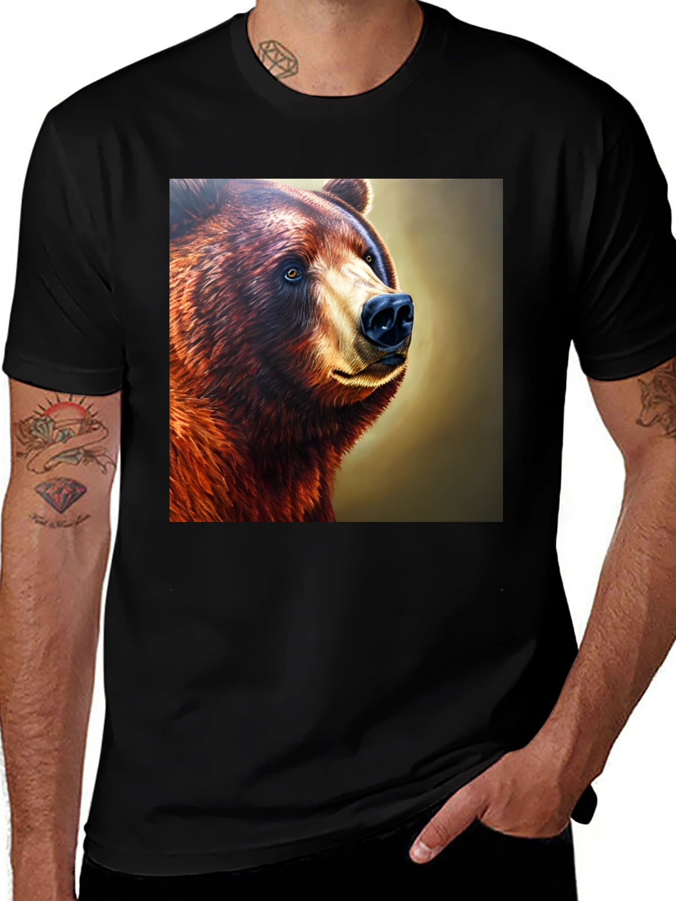 Variant 25 of Bear Graphic Black T-Shirt - Animal Lover Tee