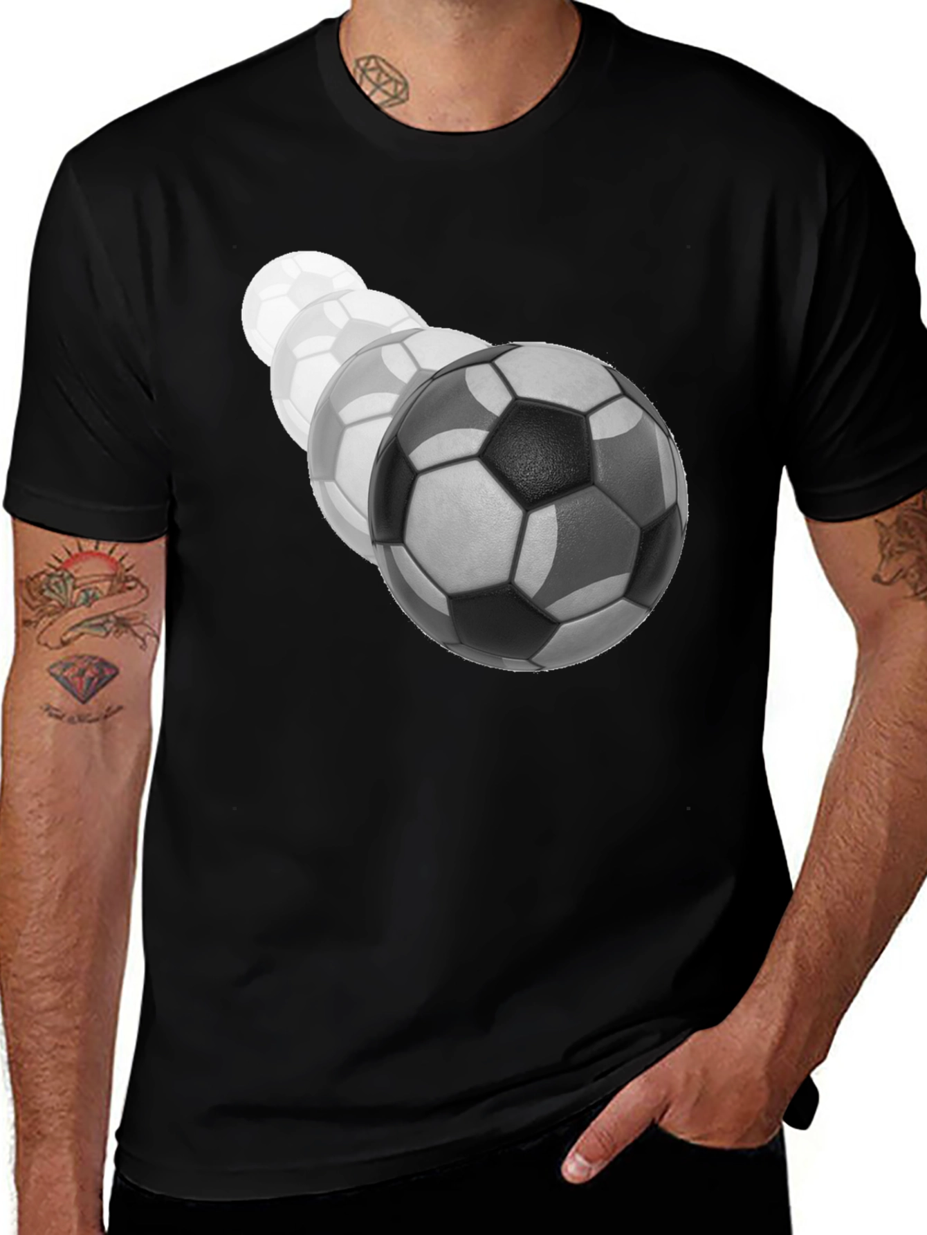 Variant 14 of Soccer Ball Fade Black T-Shirt