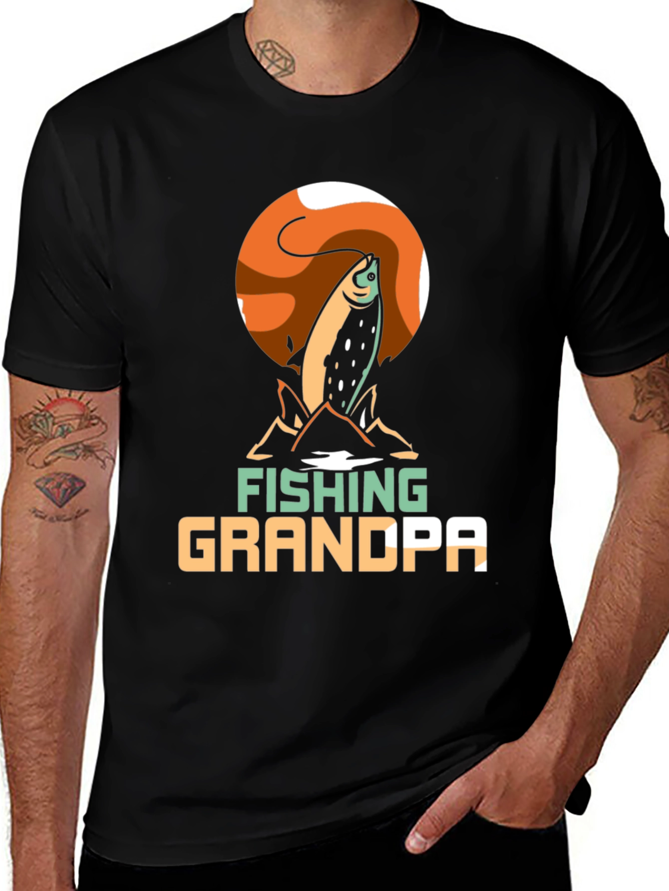 Variant 2 of Fishing Grandpa Graphic Tee - Perfect Gift!
