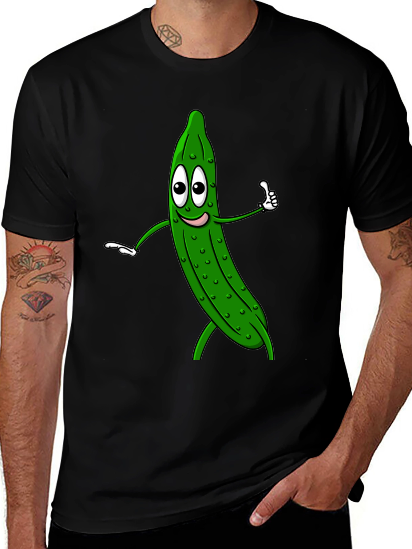 Variant 22 of Funny Pickle Cartoon Black T-Shirt