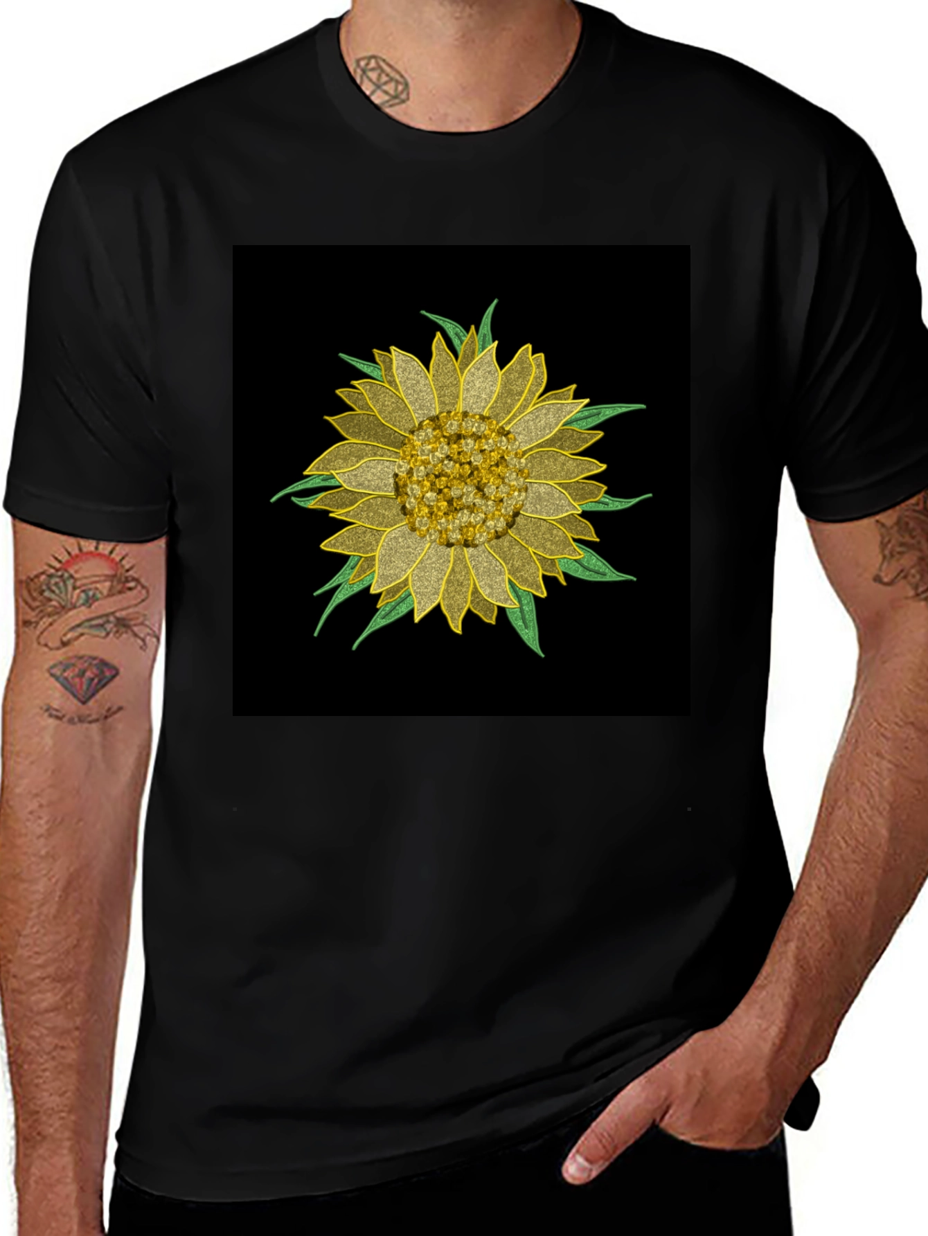 Variant 7 of Sunflower Graphic Black T-Shirt