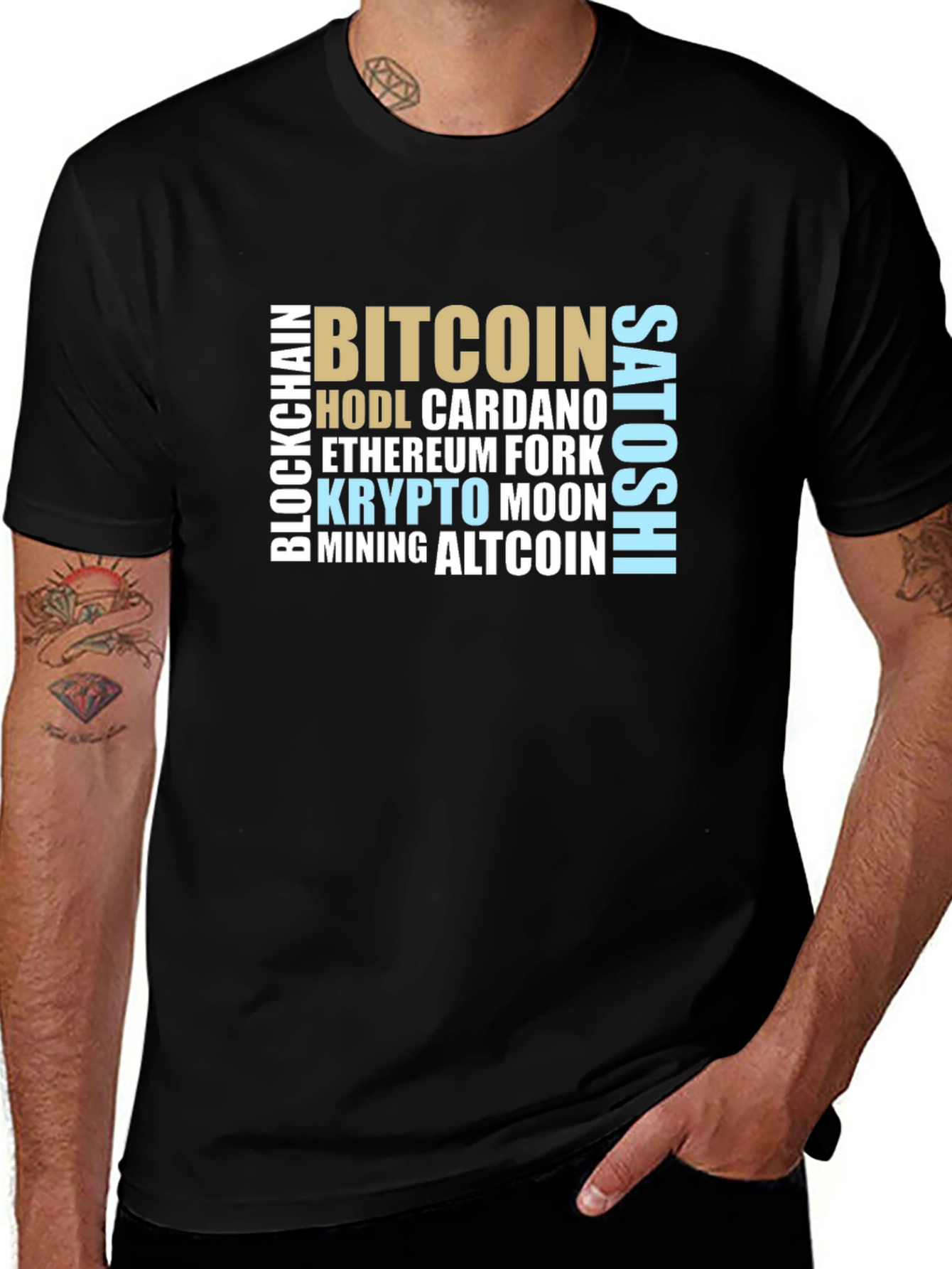 Bitcoin Crypto Word Art Graphic Tee