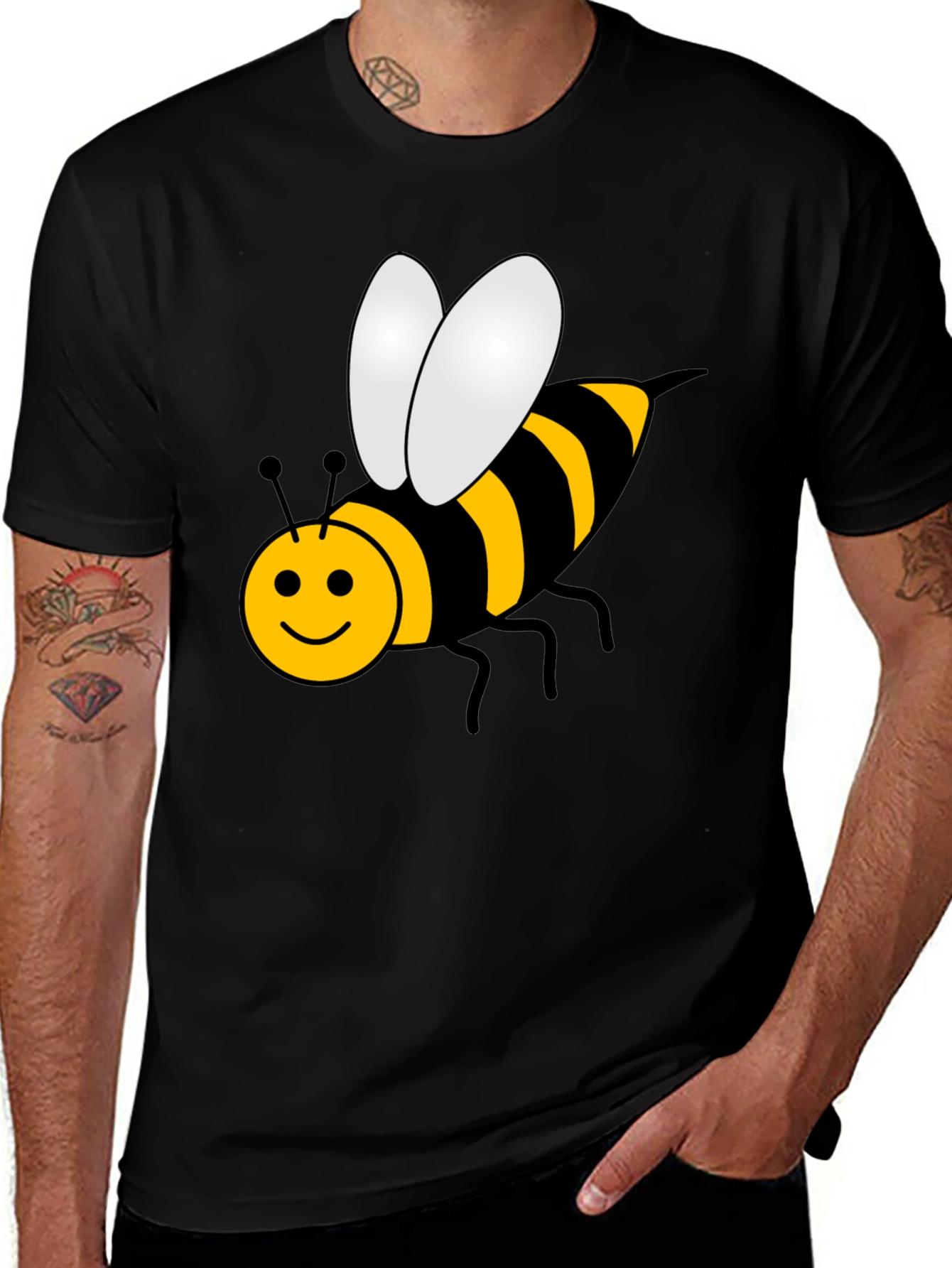 Variant 18 of Bee Graphic Tee - Black Cotton T-Shirt