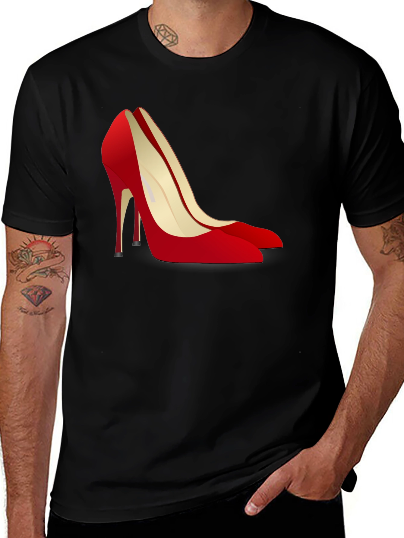 Variant 15 of Black T-Shirt with Red High Heel Shoe Design