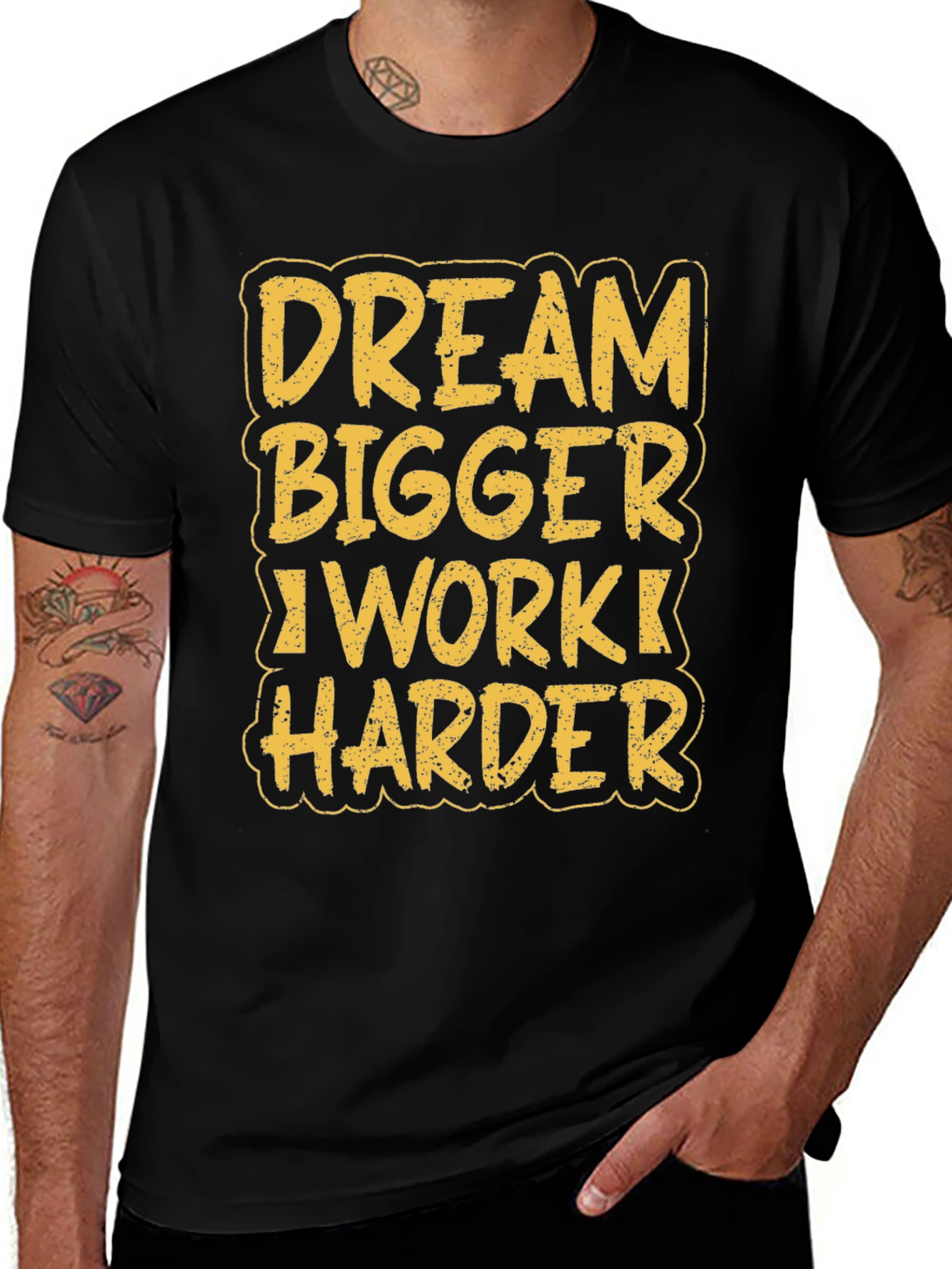 Dream Bigger Work Harder Black Graphic Tee