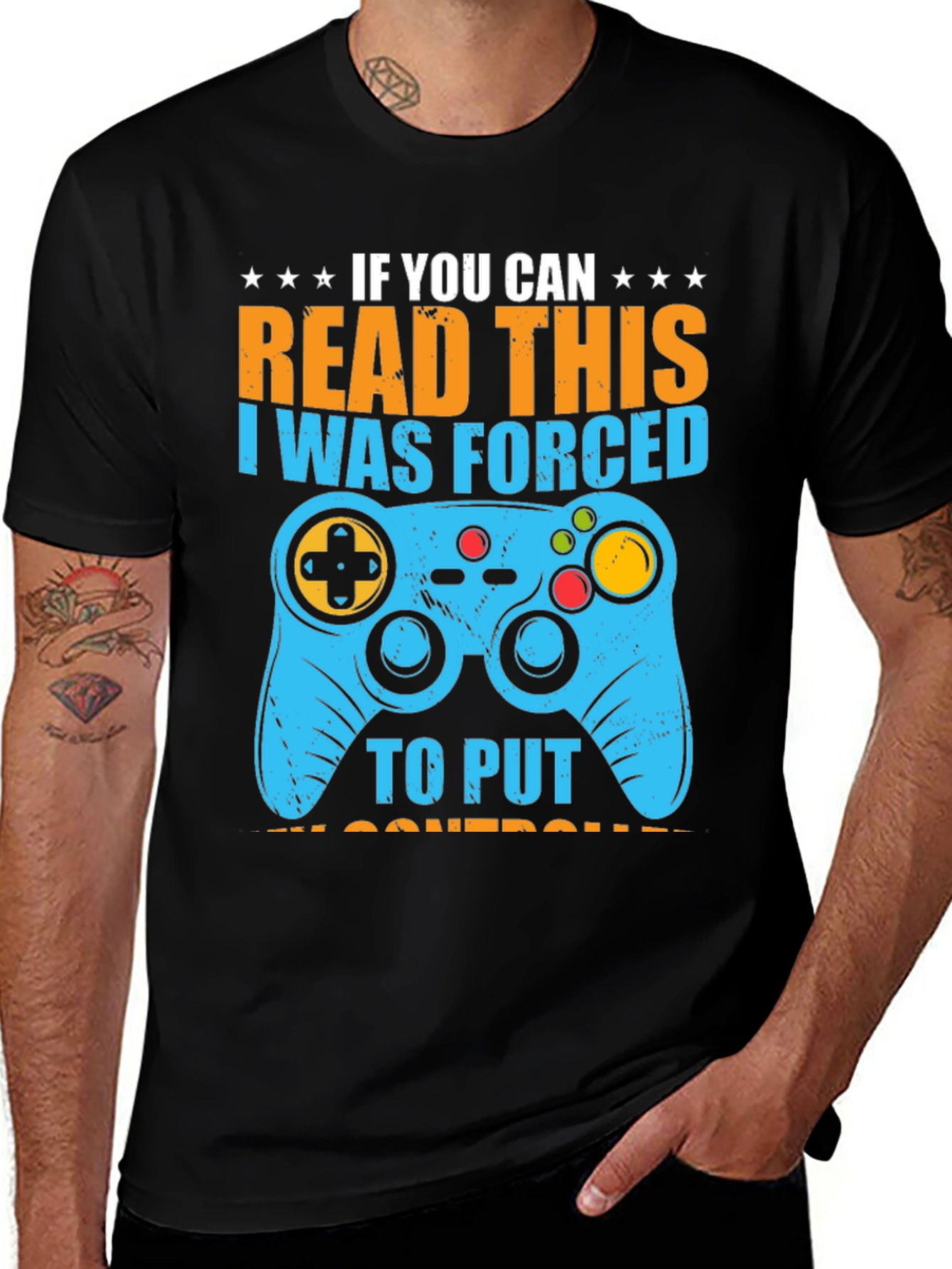 Variant 18 of Gamer Tee: Forced to Put My Controller Down - Funny Gaming Shirt
