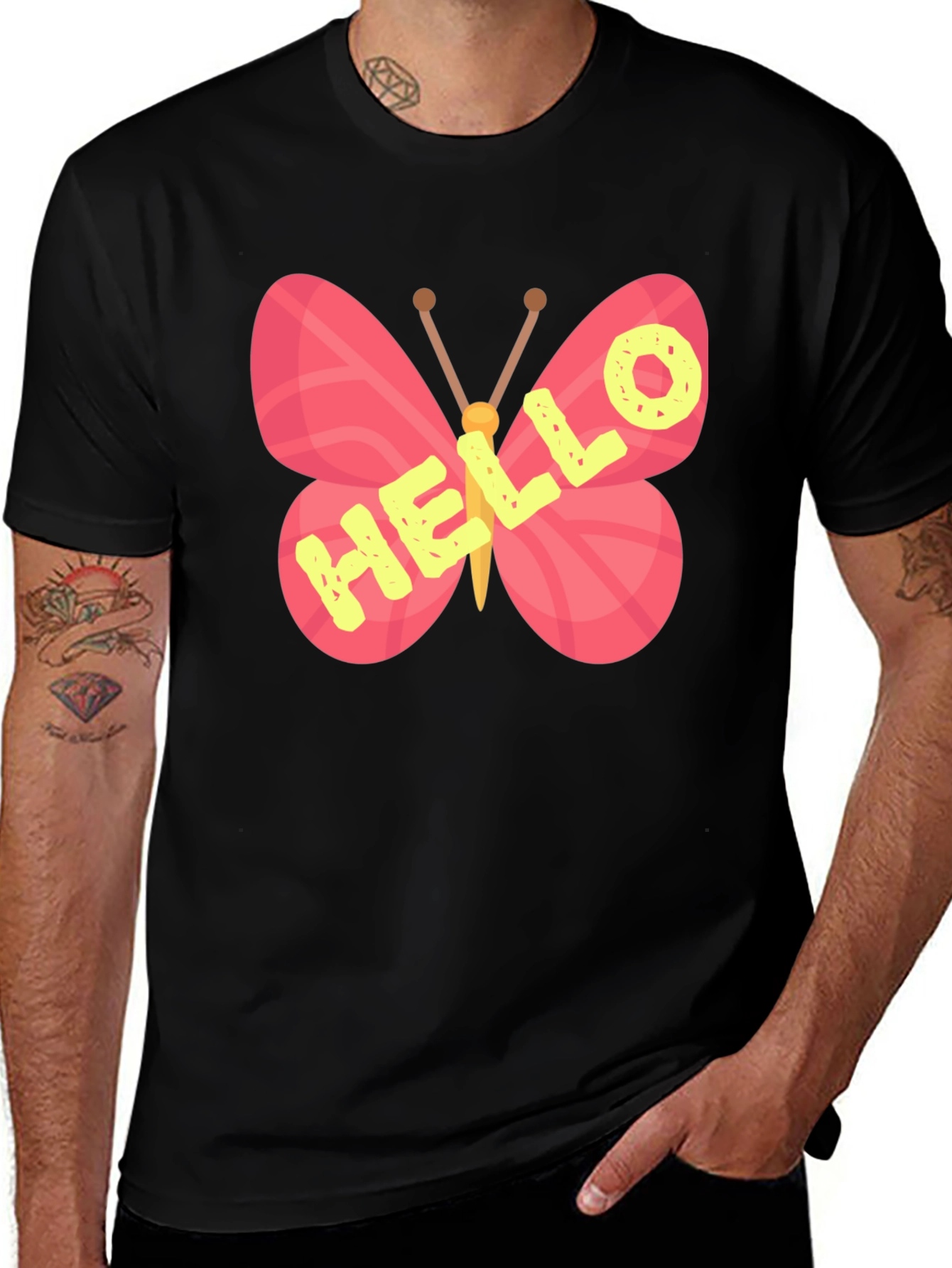 Variant 26 of Hello Butterfly T-Shirt - Casual Graphic Tee