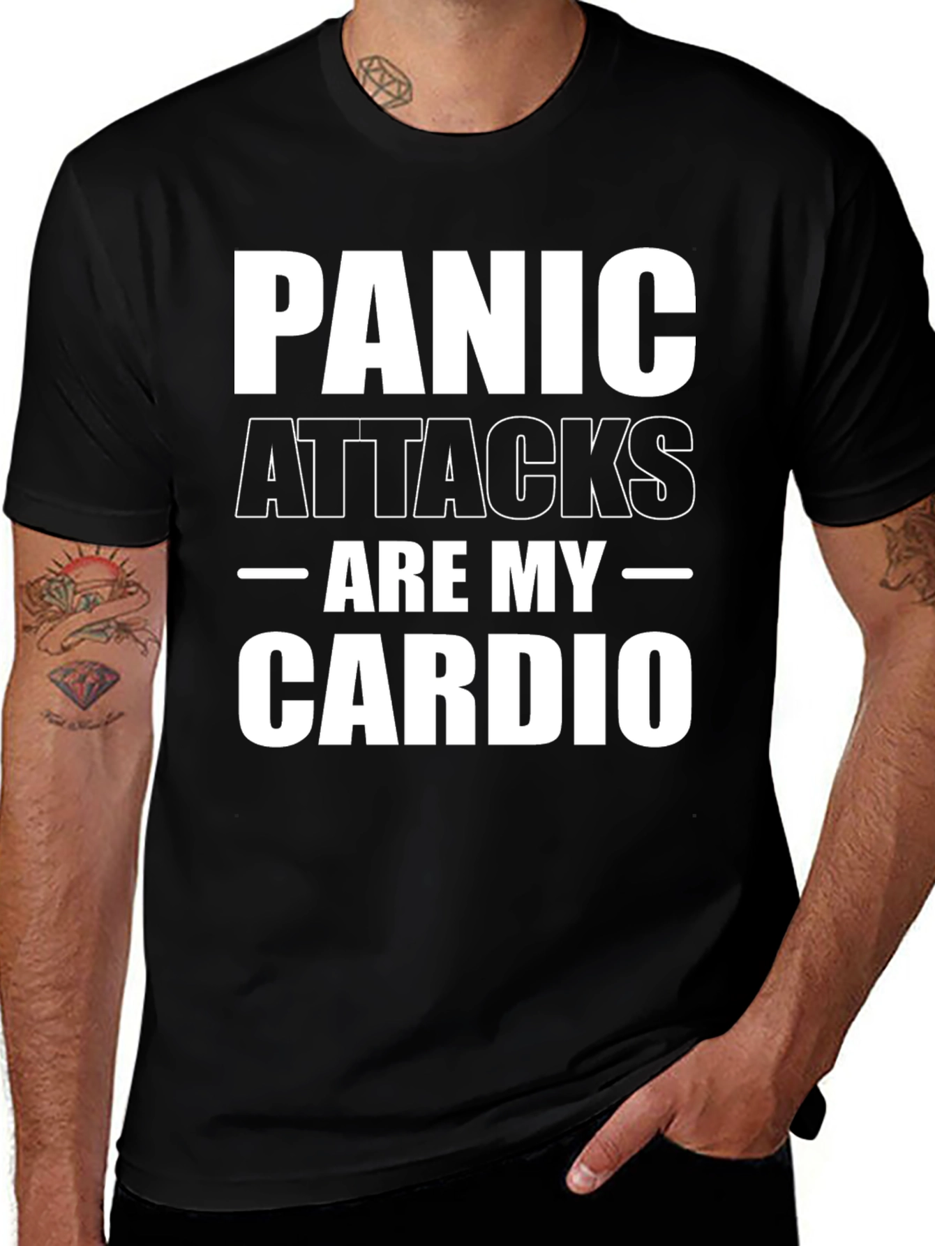 Variant 20 of Panic Attacks Are My Cardio Black T-Shirt