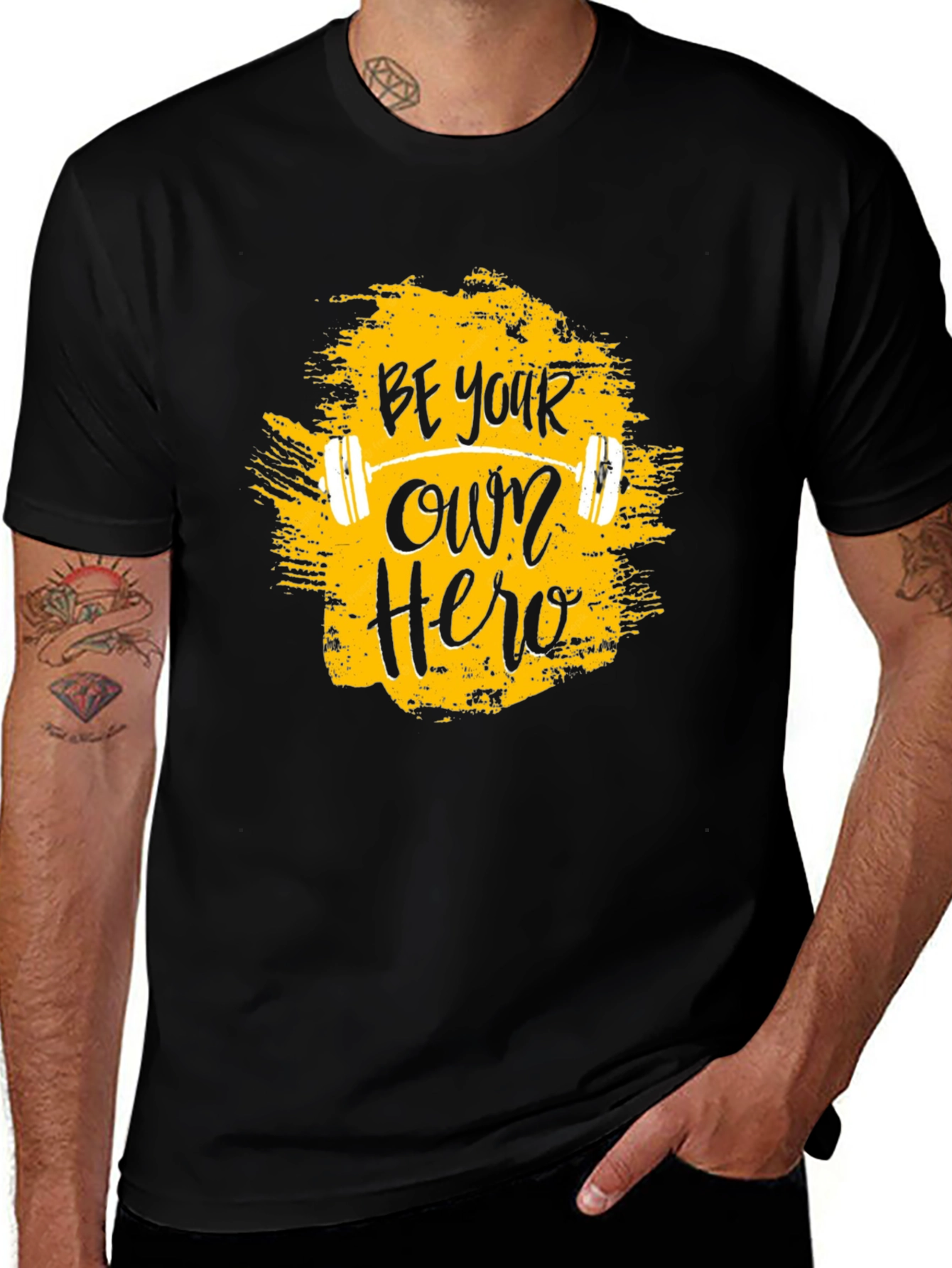 Variant 22 of Be Your Own Hero Graphic Tee - Motivational Gym Shirt