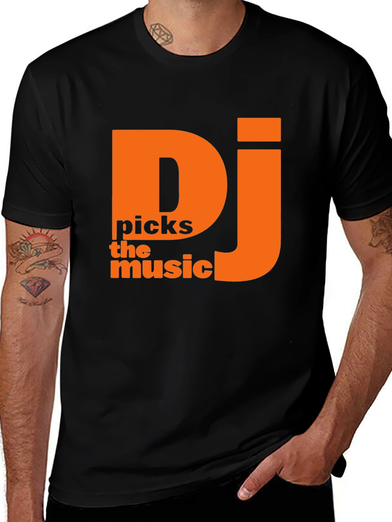 Variant 23 of DJ Picks the Music T-Shirt - Black Tee