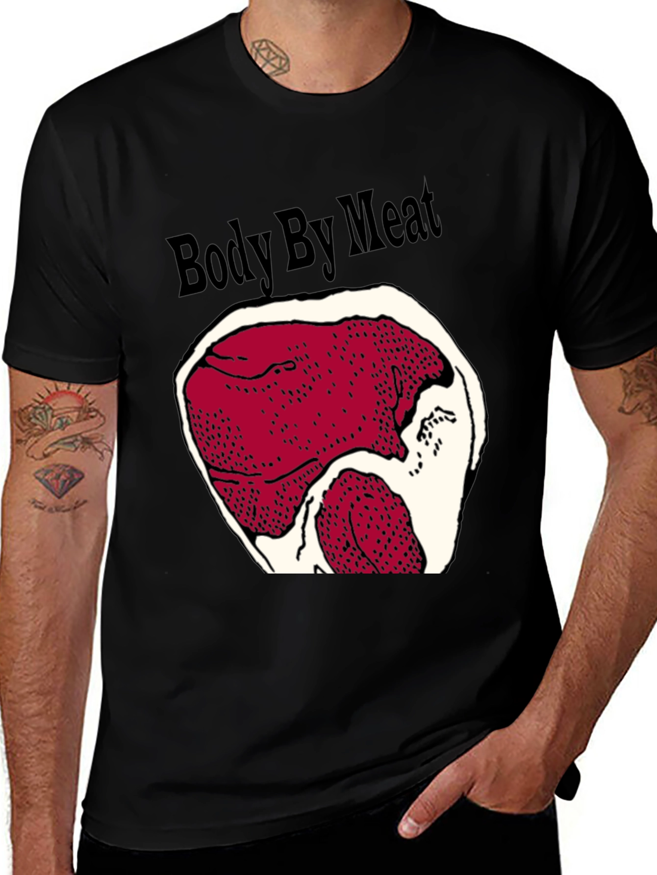 Variant 8 of Body By Meat Graphic Black T-Shirt