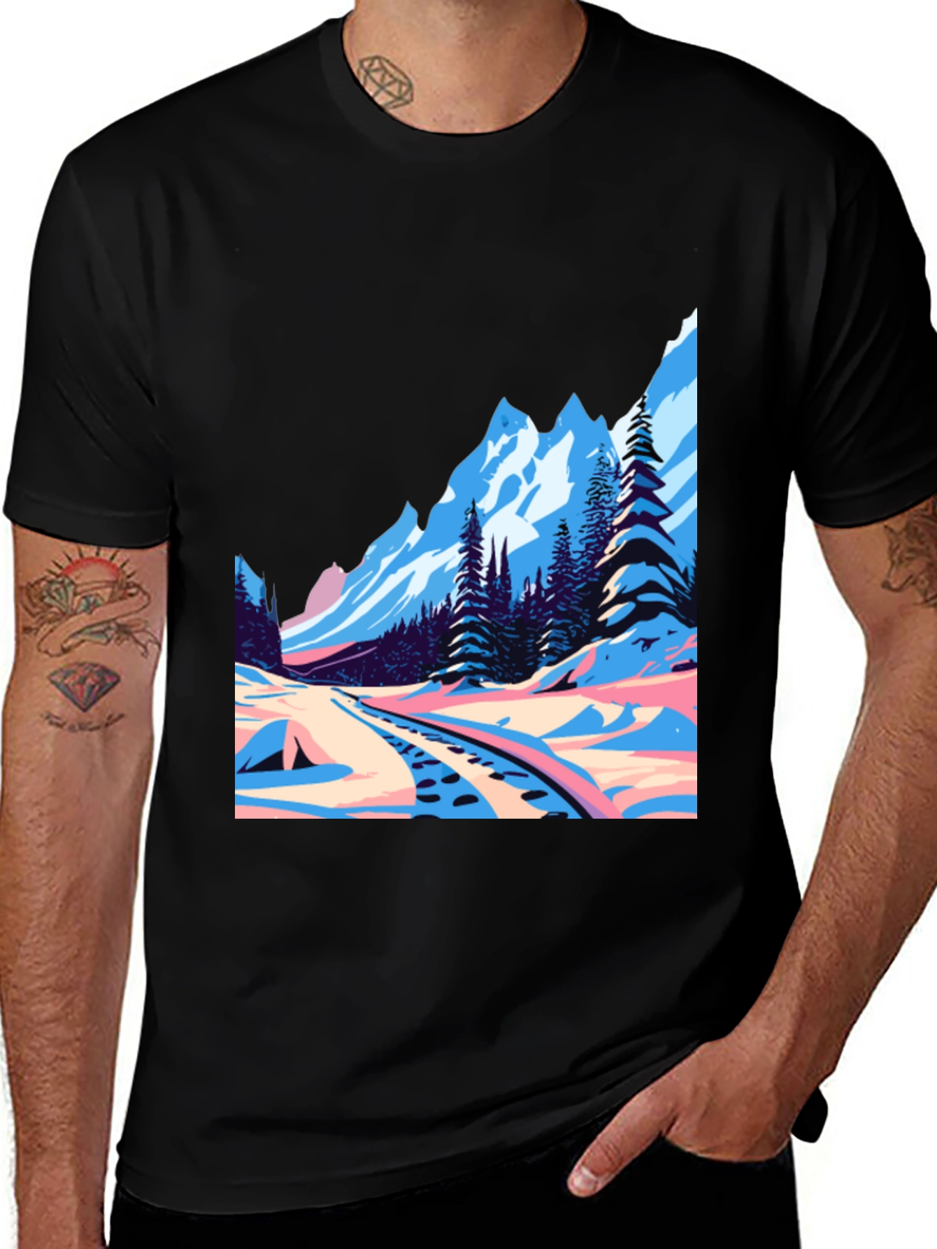 Variant 28 of Retro Winter Landscape Graphic Tee