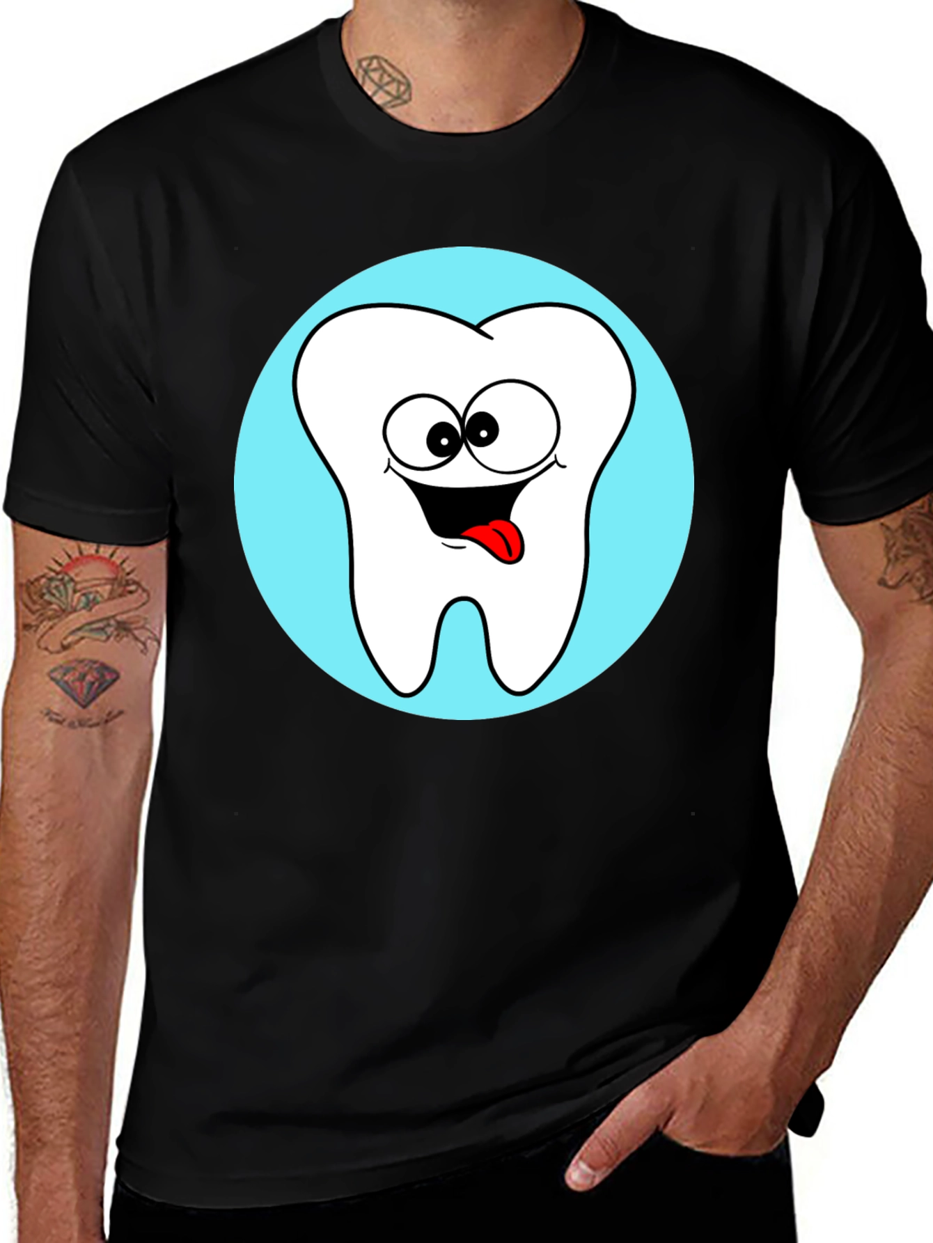 Variant 8 of Funny Tooth Graphic Tee - Black Cotton T-Shirt