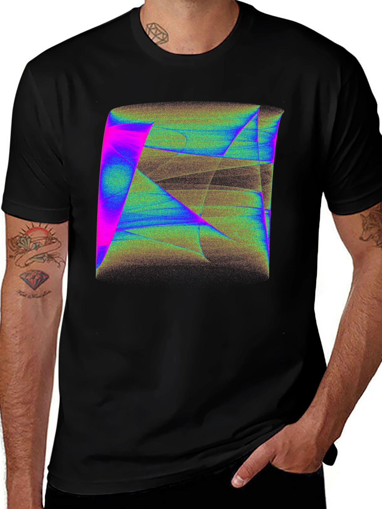 Variant 9 of Abstract Geometric Art Men's Black T-Shirt