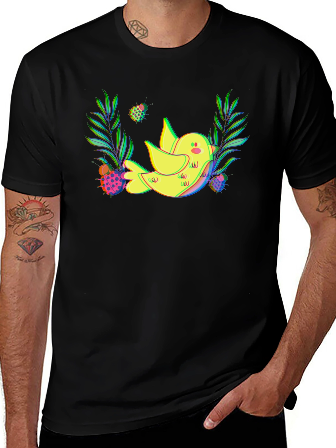 Variant 8 of Yellow Bird Graphic Tee - Black