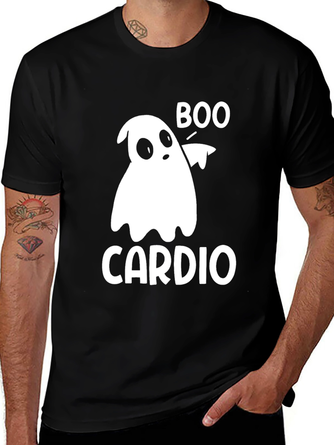 Variant 14 of Boo Cardio Ghost T-Shirt - Funny Halloween Workout Tee