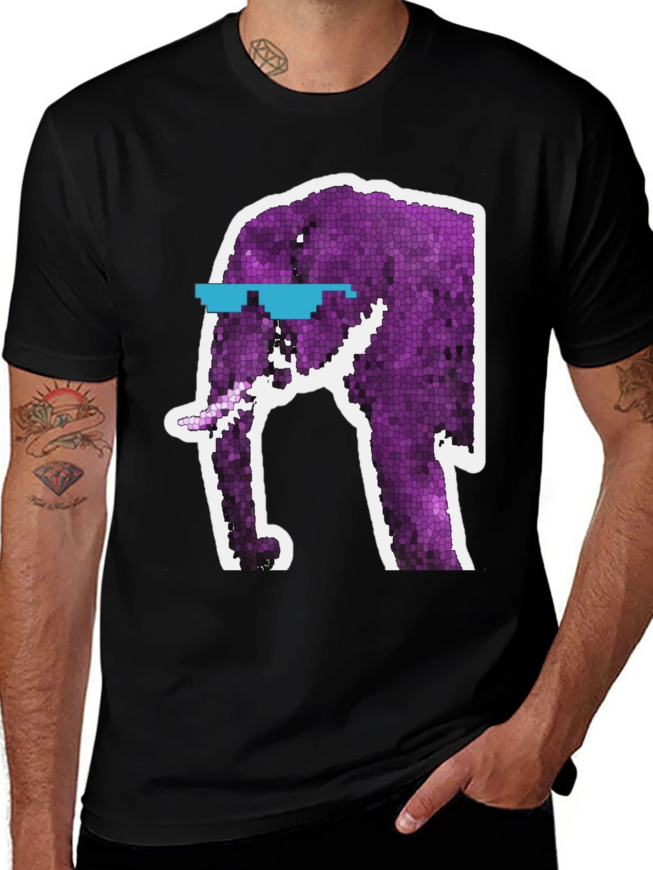 Variant 14 of Cool Elephant Graphic Tee - Black Cotton T-Shirt