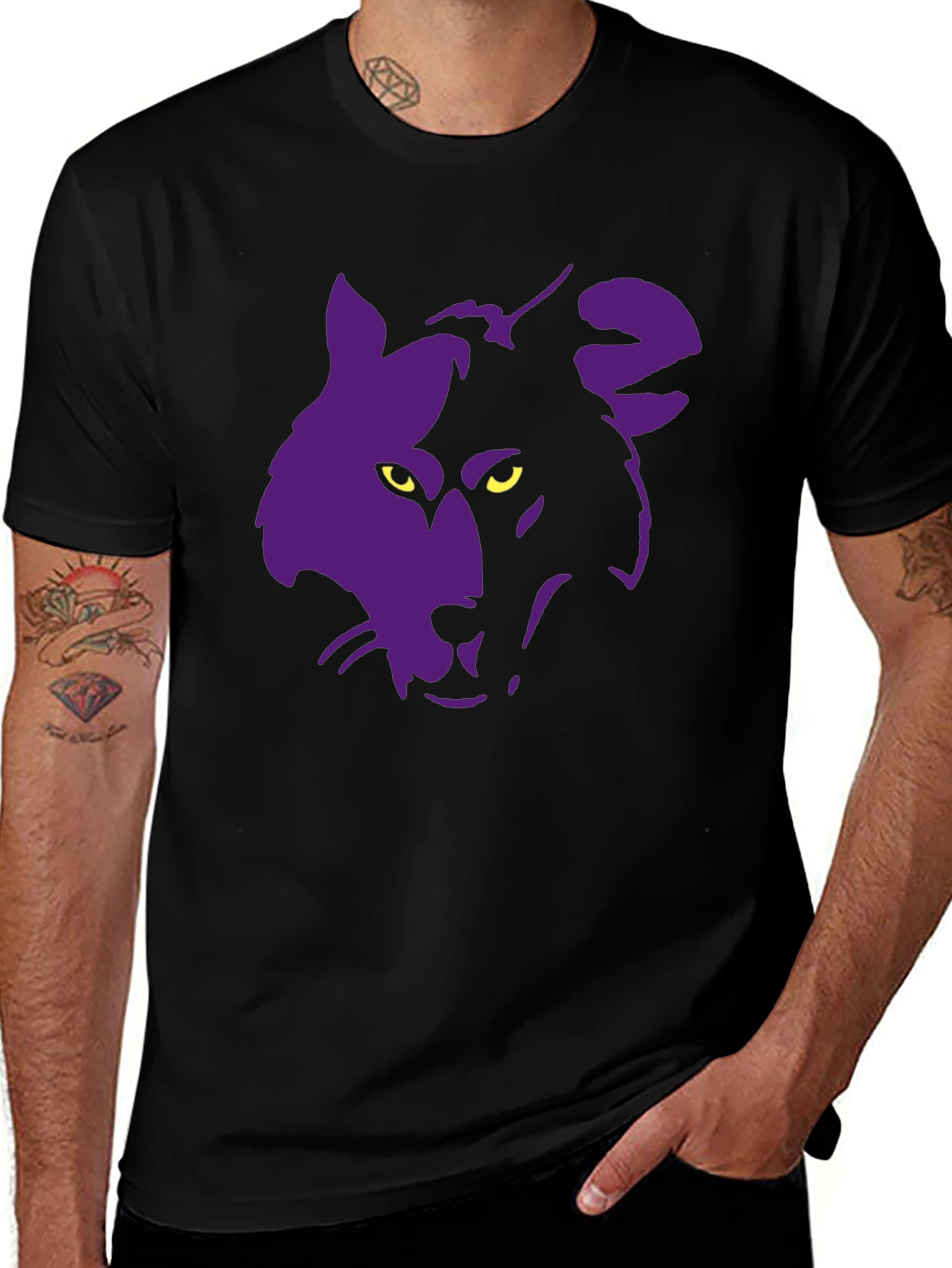 Variant 21 of Wolf Graphic Print Men's Black T-Shirt