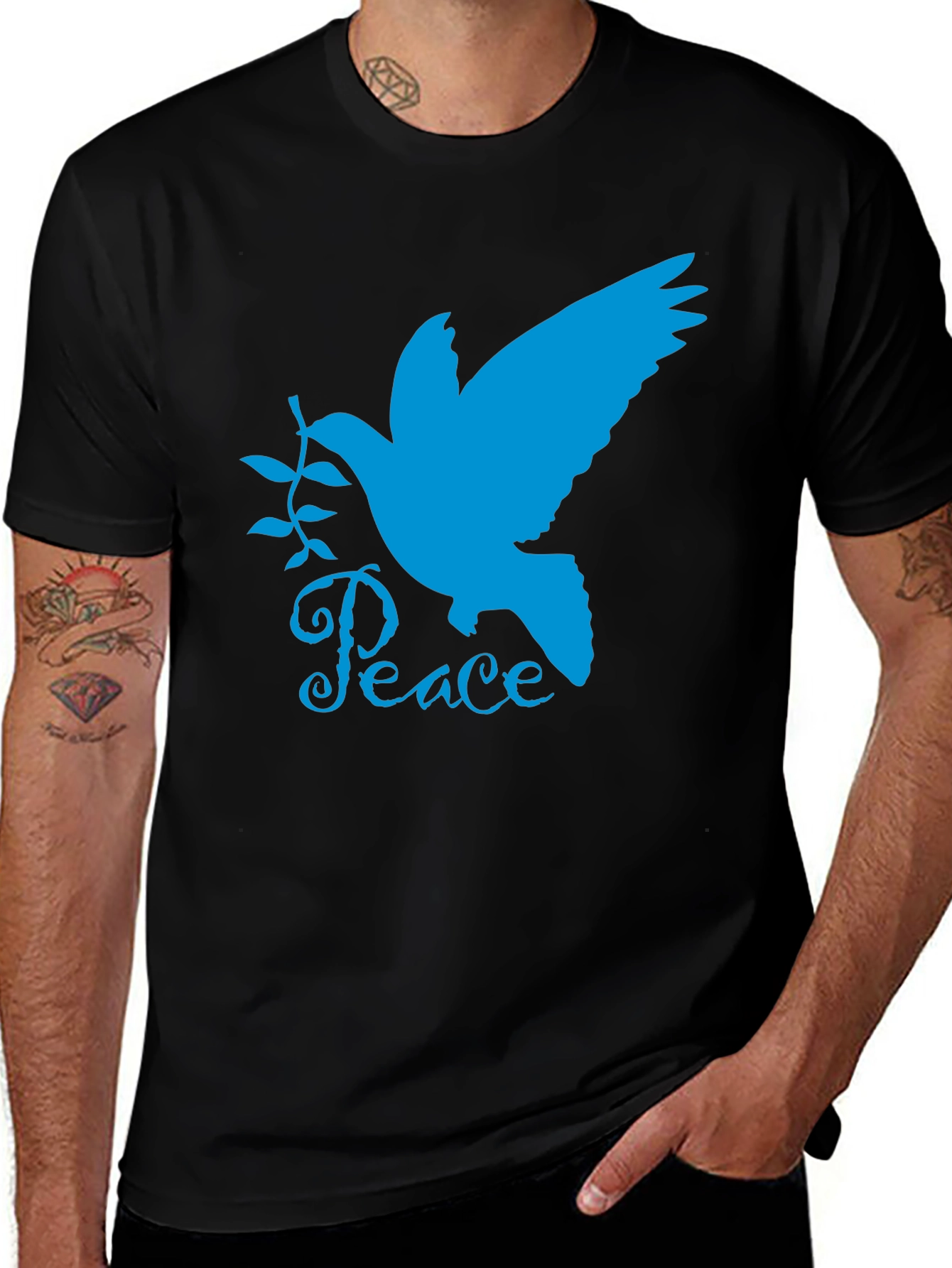 Variant 14 of Peace Dove Graphic Tee - Stylish Black T-Shirt
