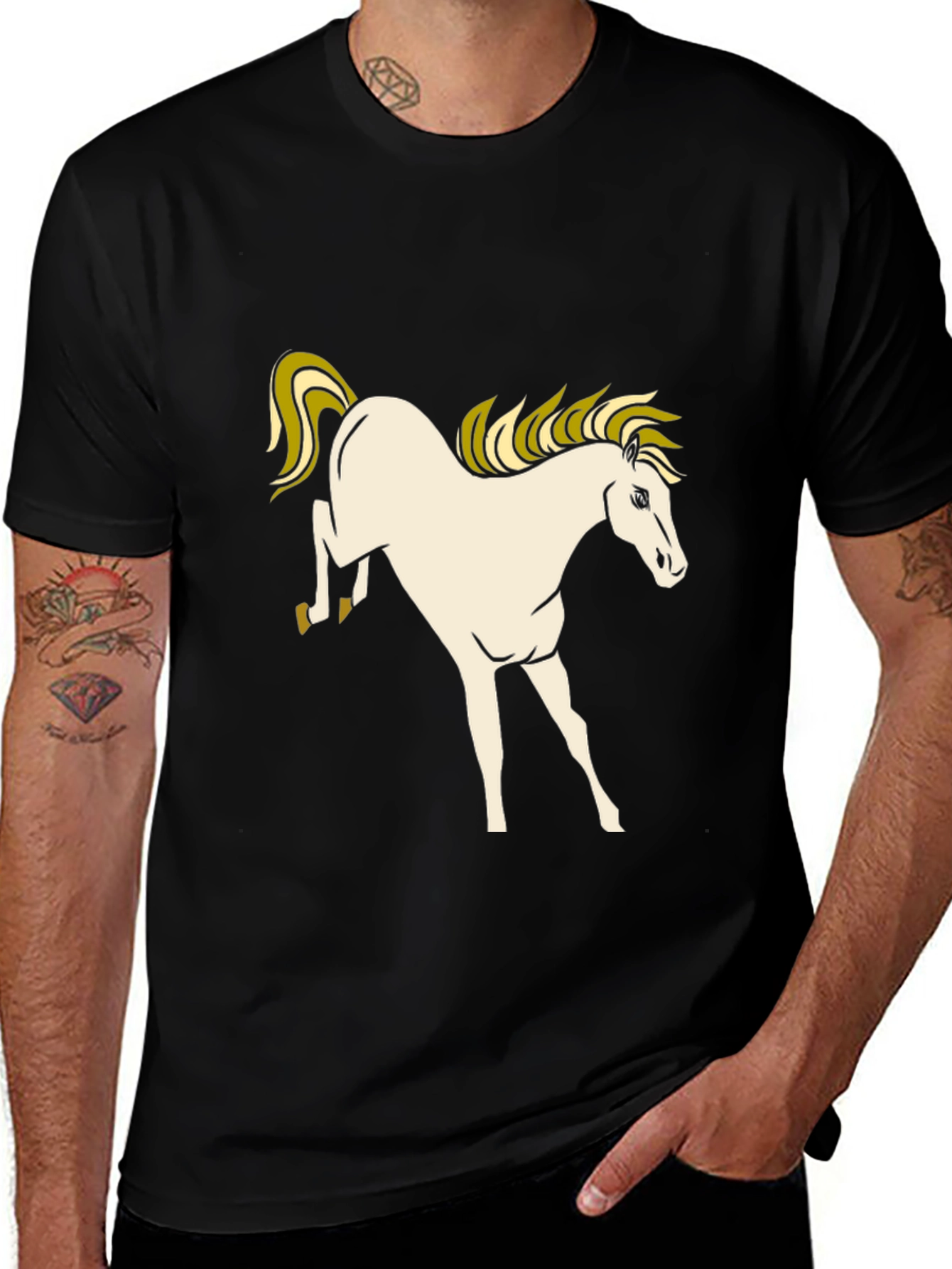 Variant 9 of Horse Graphic Black T-Shirt