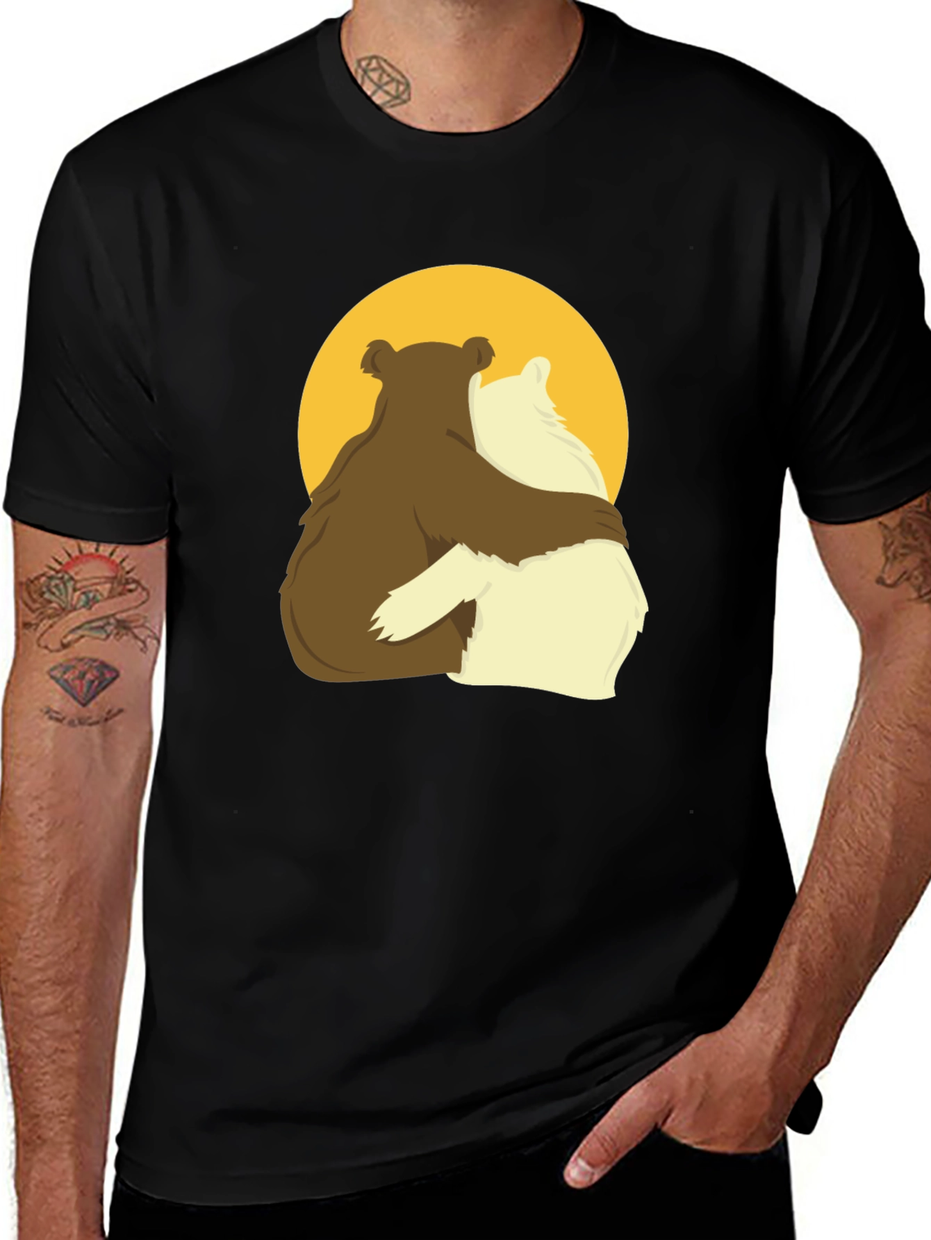 Variant 26 of Hugging Bears Graphic Black T-Shirt