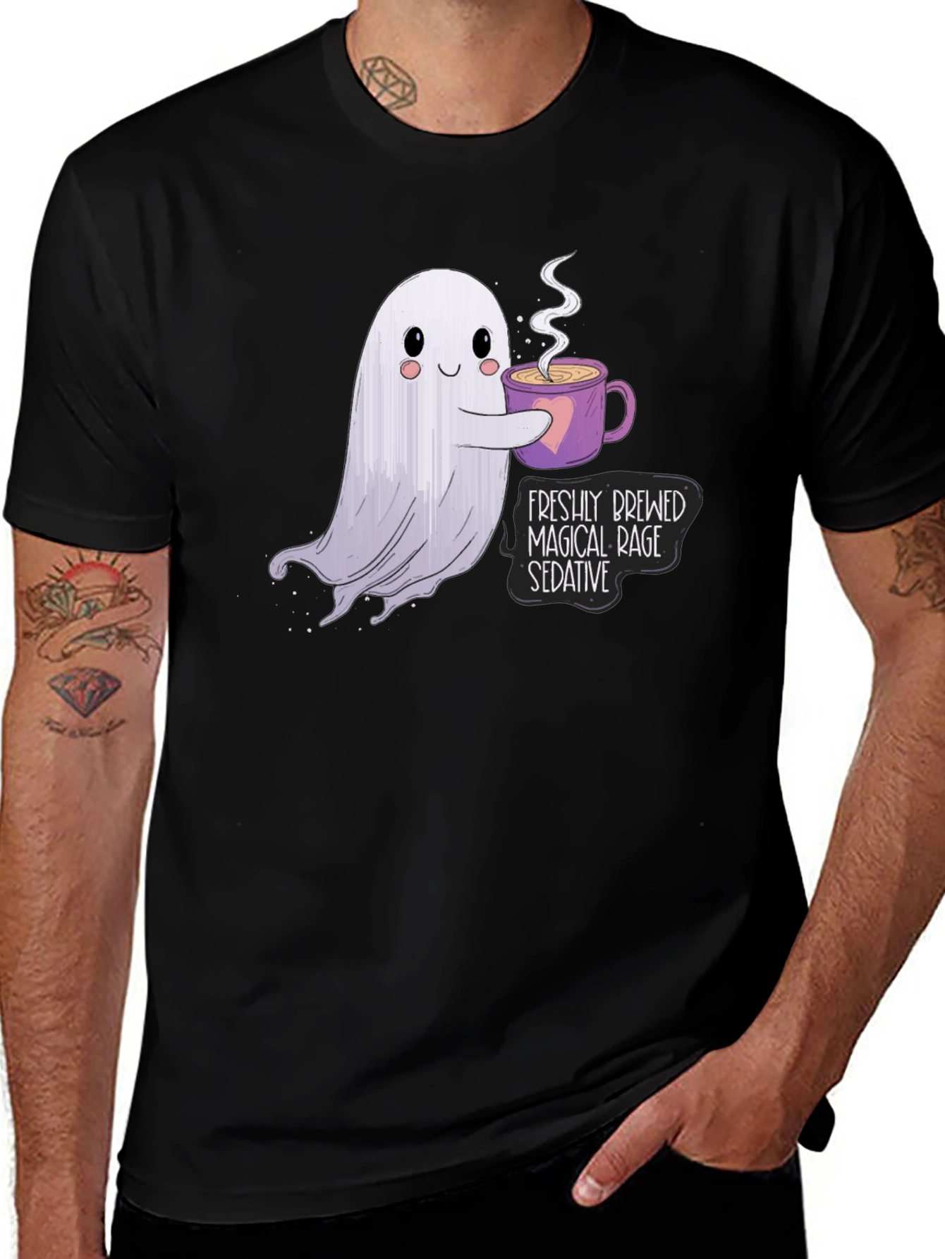 Variant 8 of Cute Ghost Coffee T-Shirt: Brewed Magical Rage Sedative