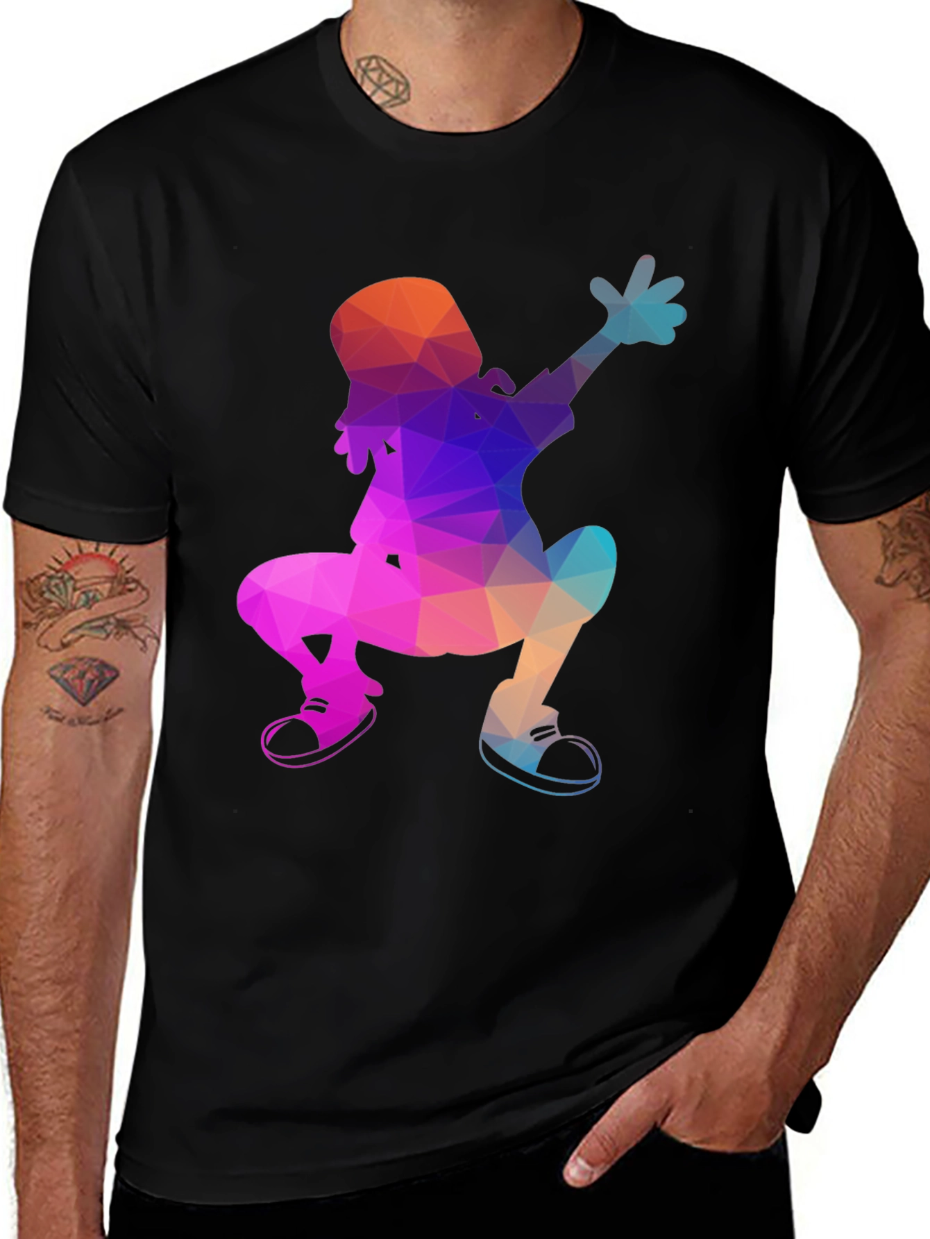 Variant 10 of Geometric Dancer Graphic Tee - Cool Artistic Design