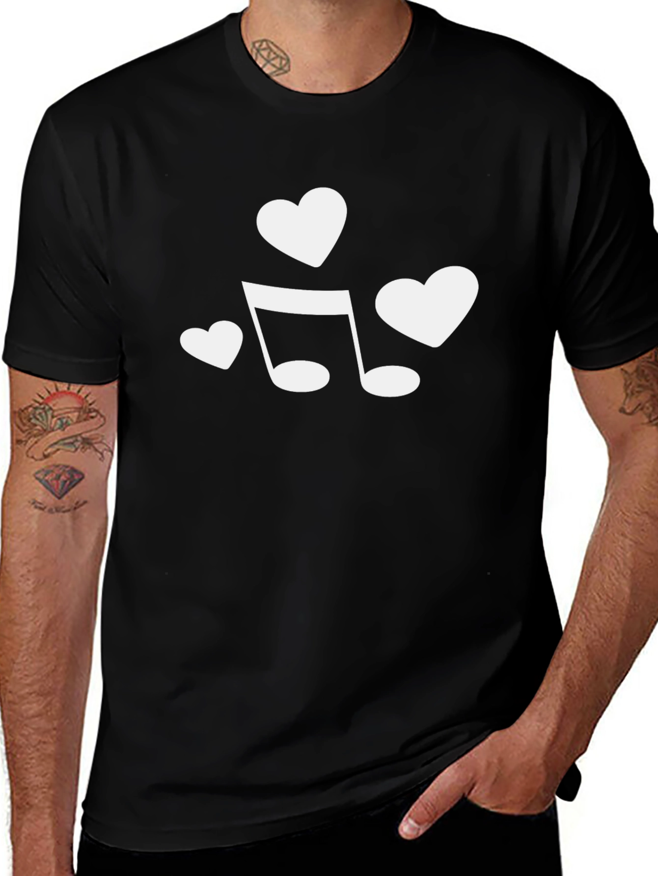 Musical Heartbeat Tee - Black Cotton Shirt