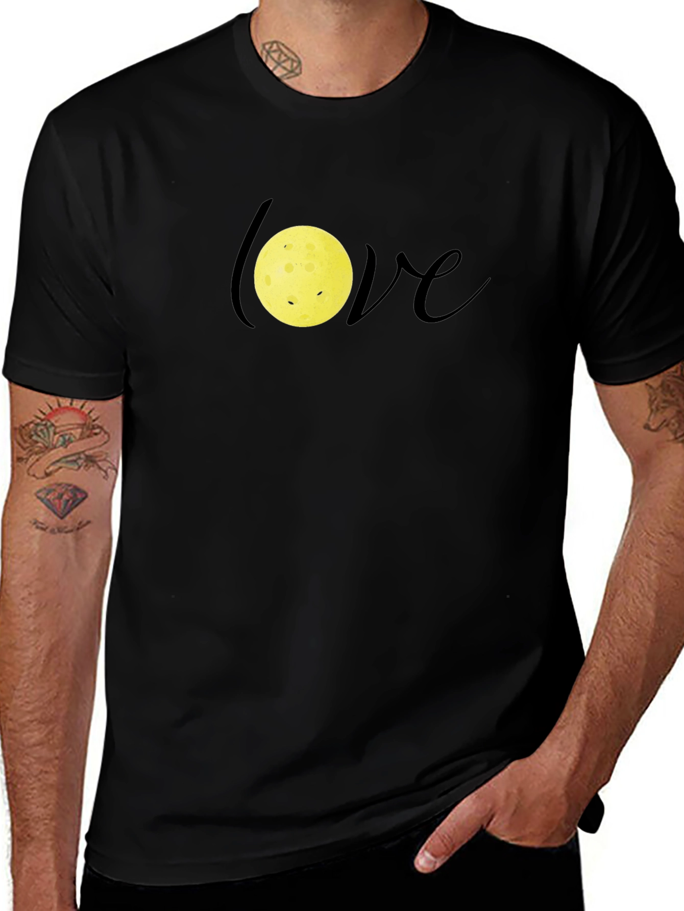 Variant 6 of Pickleball Love Black T-Shirt