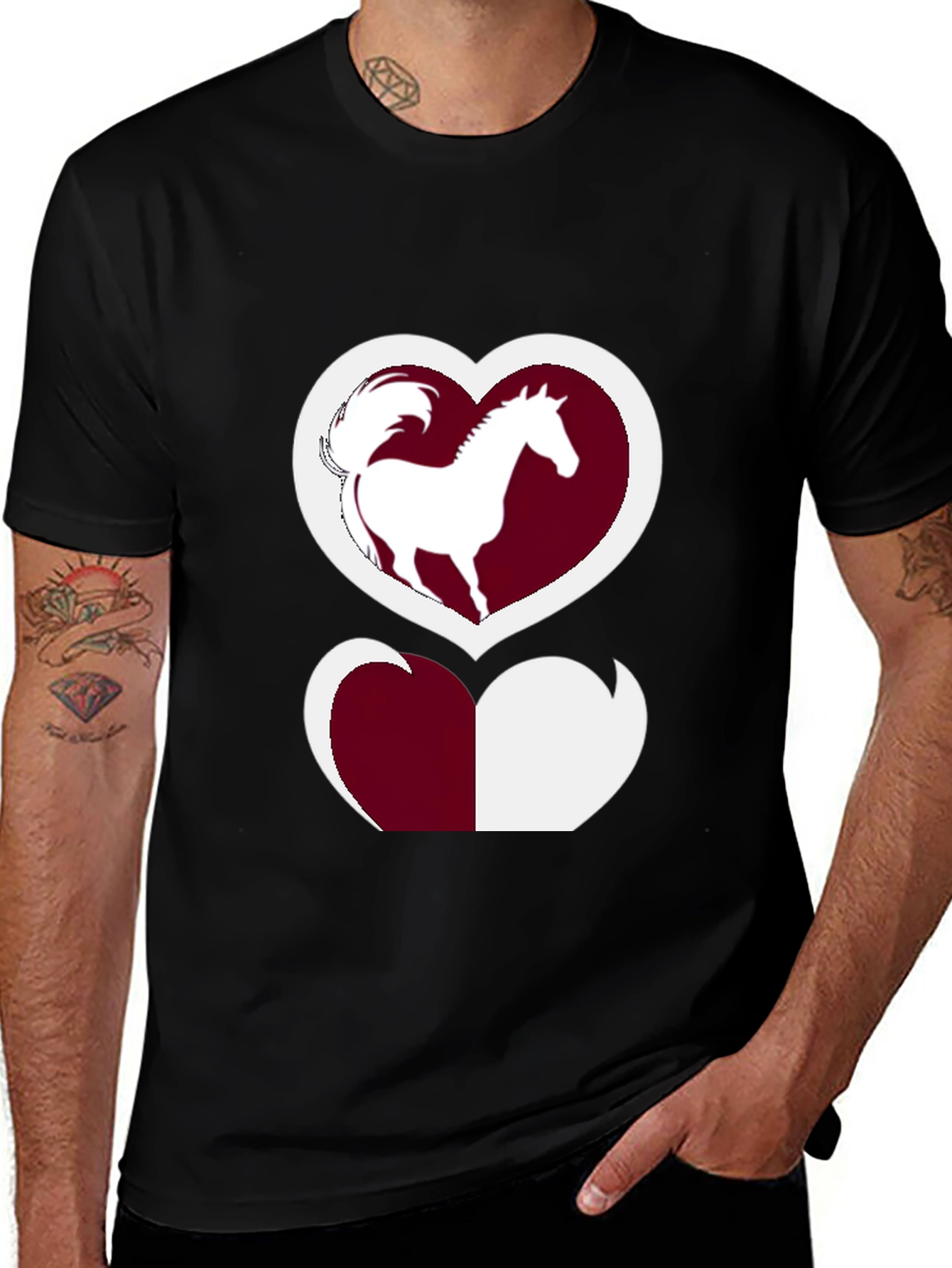 Variant 12 of Horse Lover T-Shirt: Heart Silhouette Design