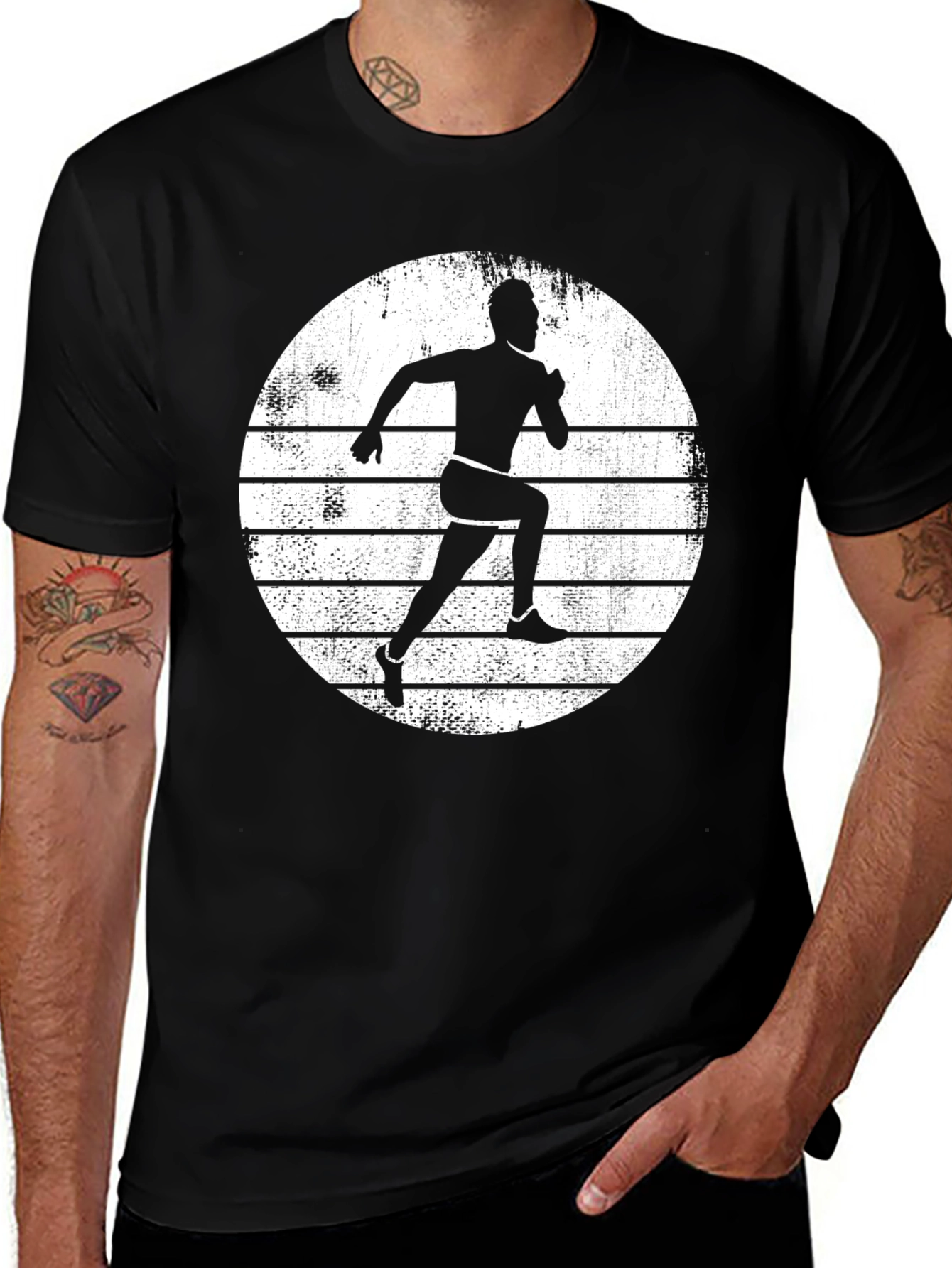 Variant 11 of Runner Silhouette T-Shirt - Athletic Black Tee