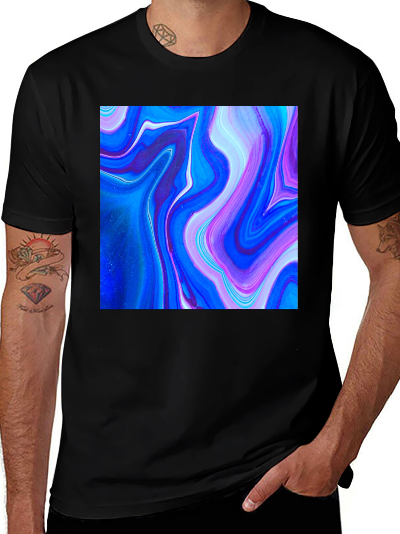 Variant 7 of Abstract Swirl Graphic Black T-Shirt