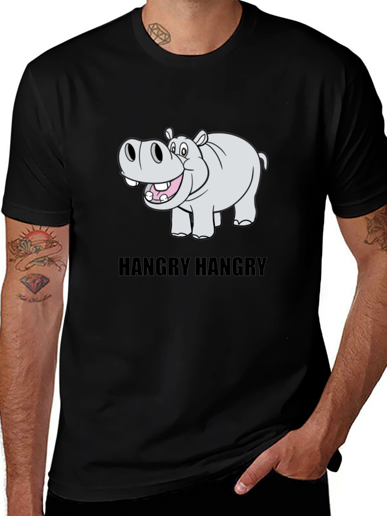 Variant 27 of Hangry Hippo Graphic Tee - Comfy Cotton Blend