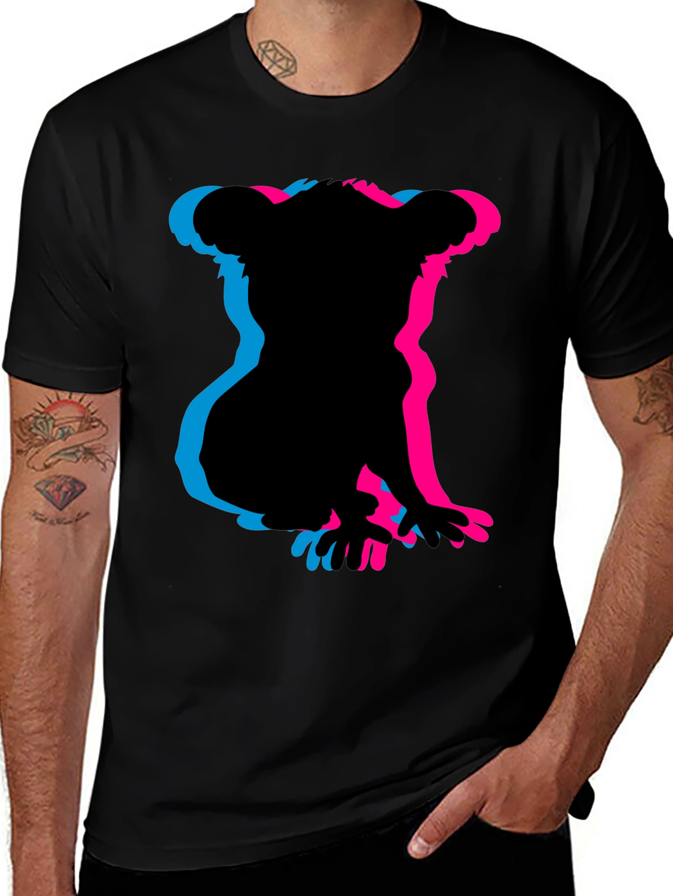 Variant 24 of Koala 3D Silhouette Black Graphic Tee