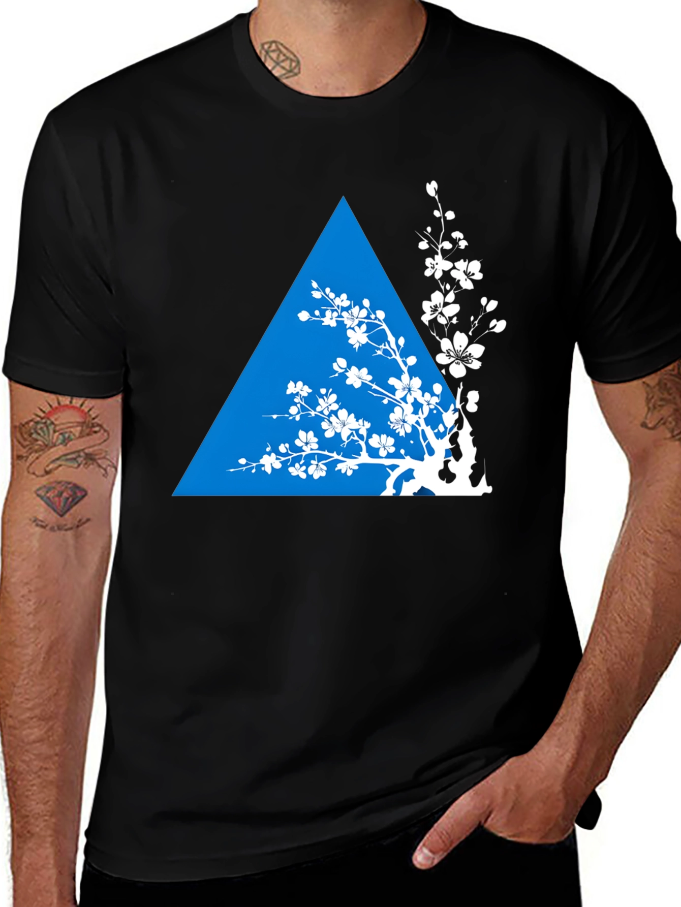 Variant 15 of Geometric Floral T-Shirt - Black