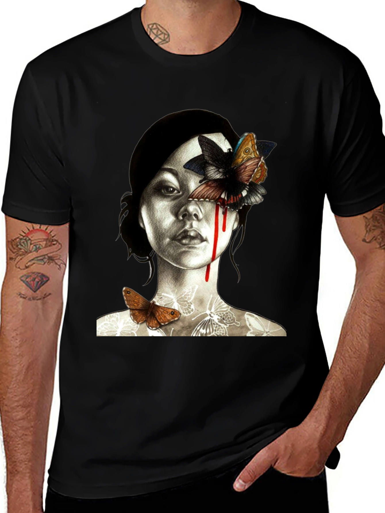 Variant 12 of Butterfly Woman Graphic Tee - Unique Art Shirt