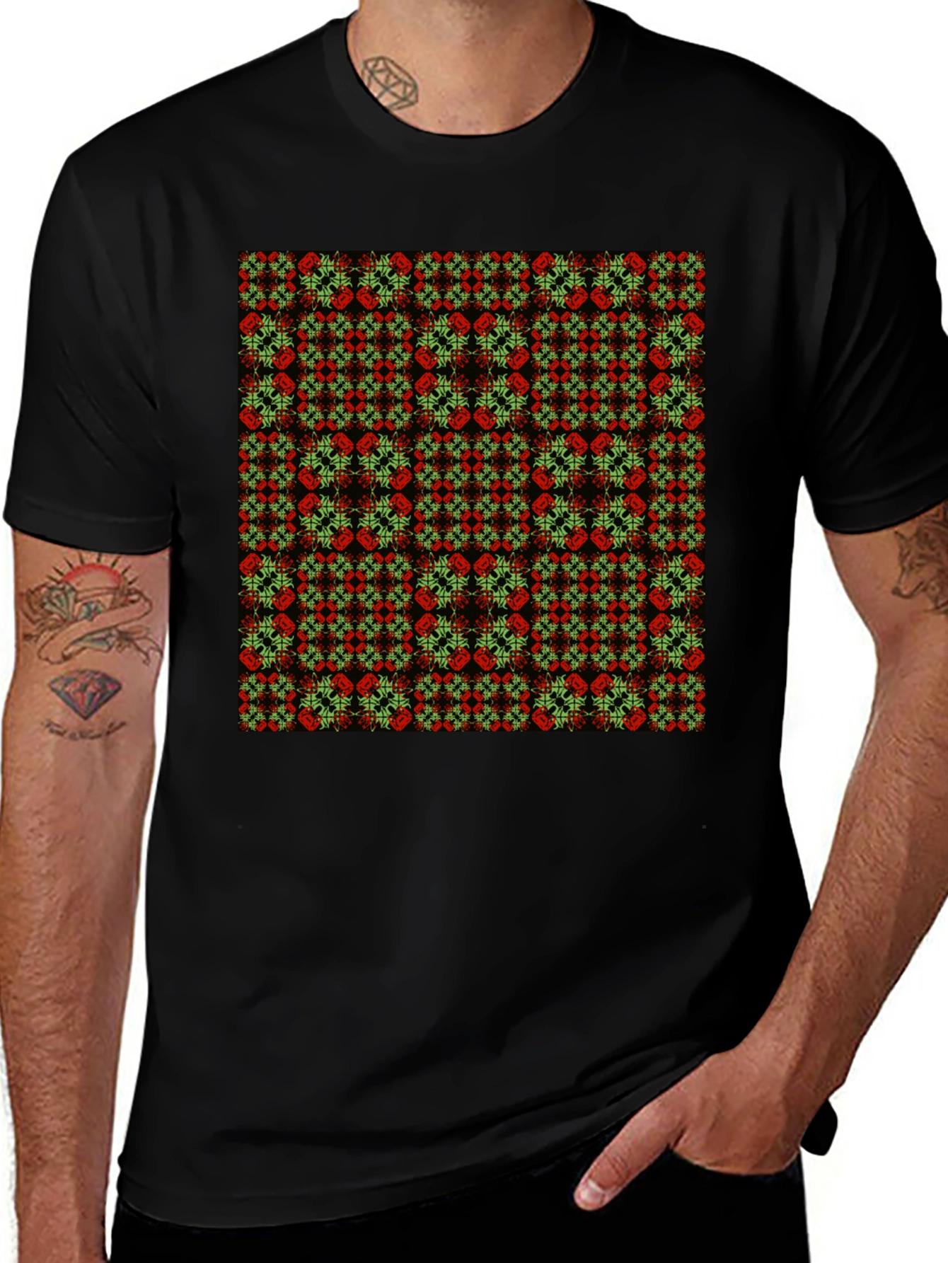 Geometric Print Black T-Shirt