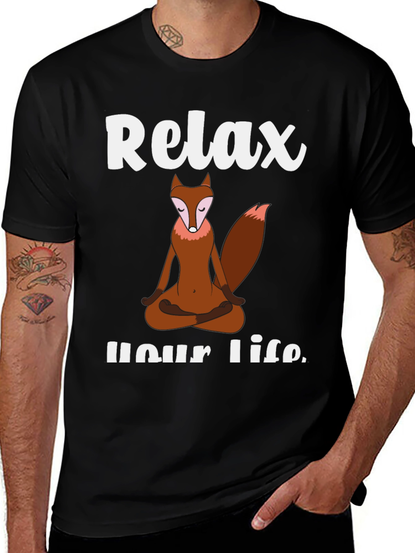 Variant 28 of Relax Your Life Yoga Fox T-Shirt - Zen Meditation Tee