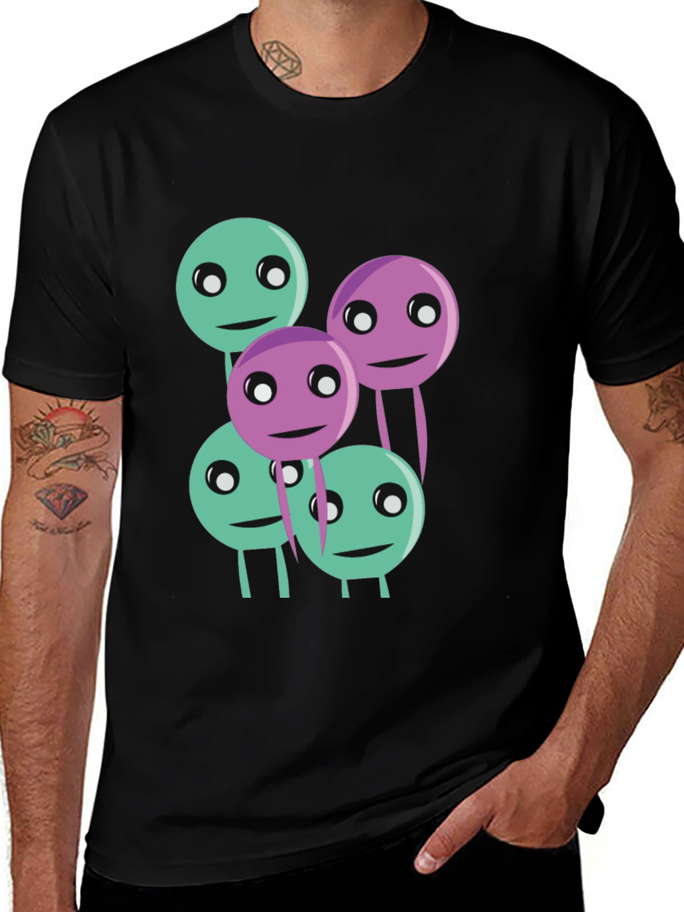 Variant 21 of Cartoon Character Graphic Tee - Black