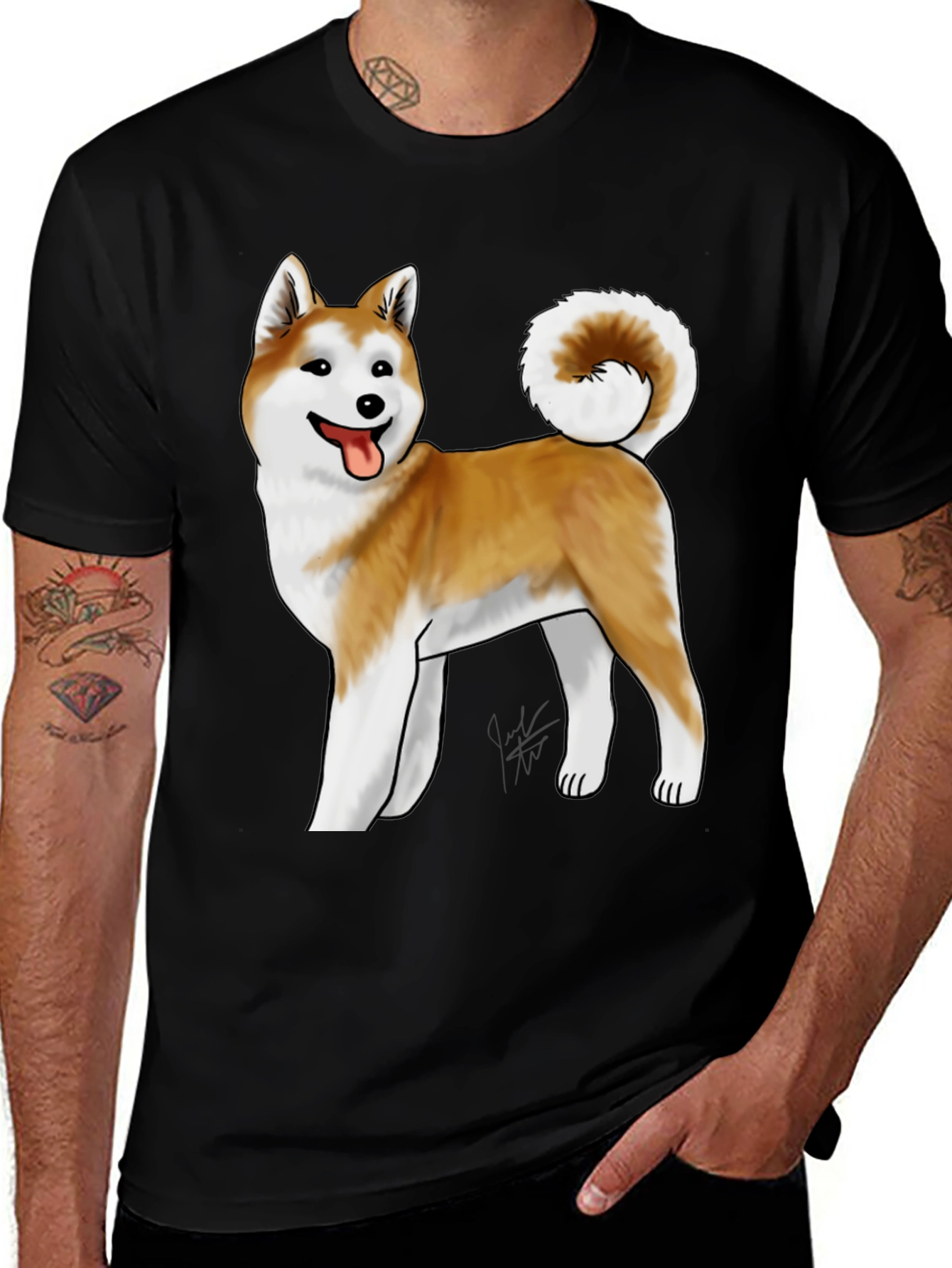 Akita Dog Graphic Tee - Black Unisex T-Shirt