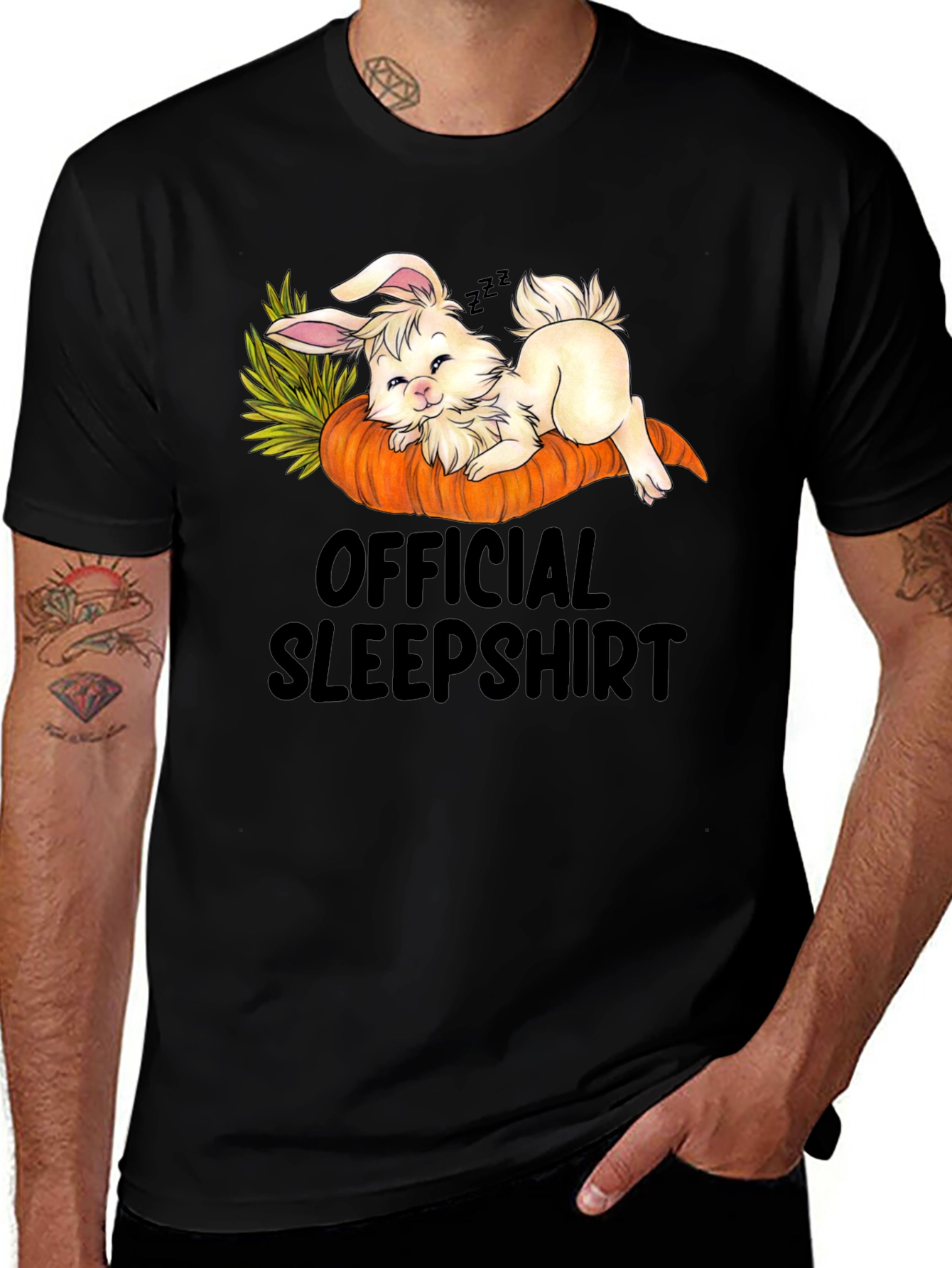 Variant 14 of Official Sleepshirt: Cute Bunny & Carrot T-Shirt